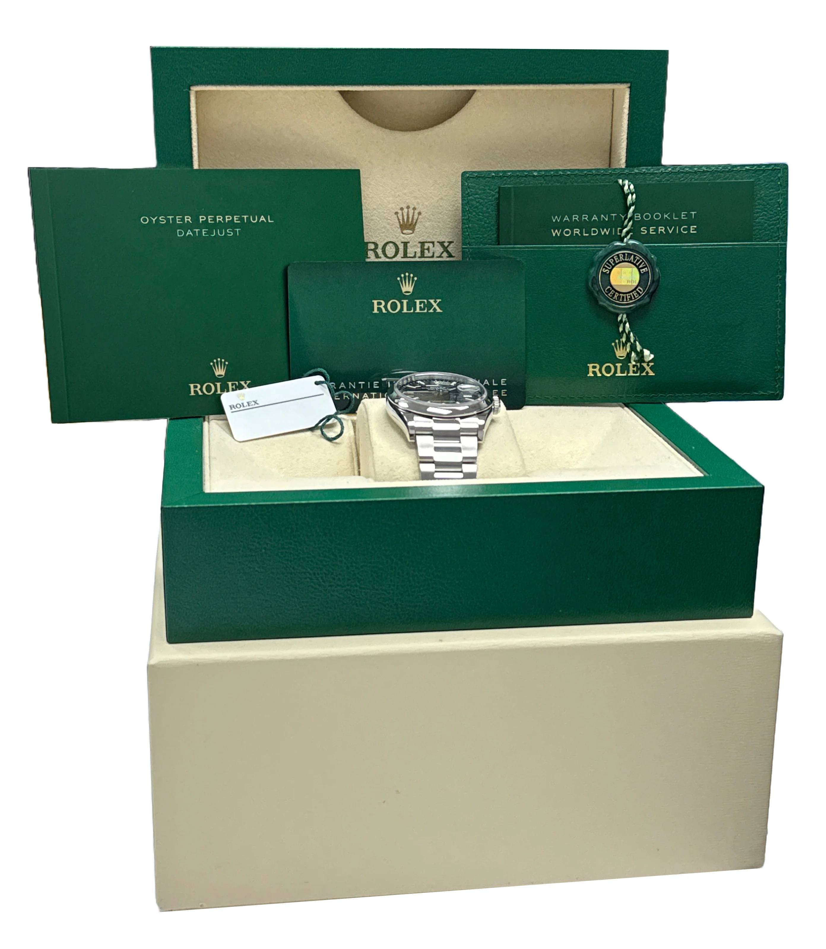 MINT NEW PAPERS Rolex DateJust BLACK 36mm Steel OYSTER Smooth Watch 126200 BOX - Image 2