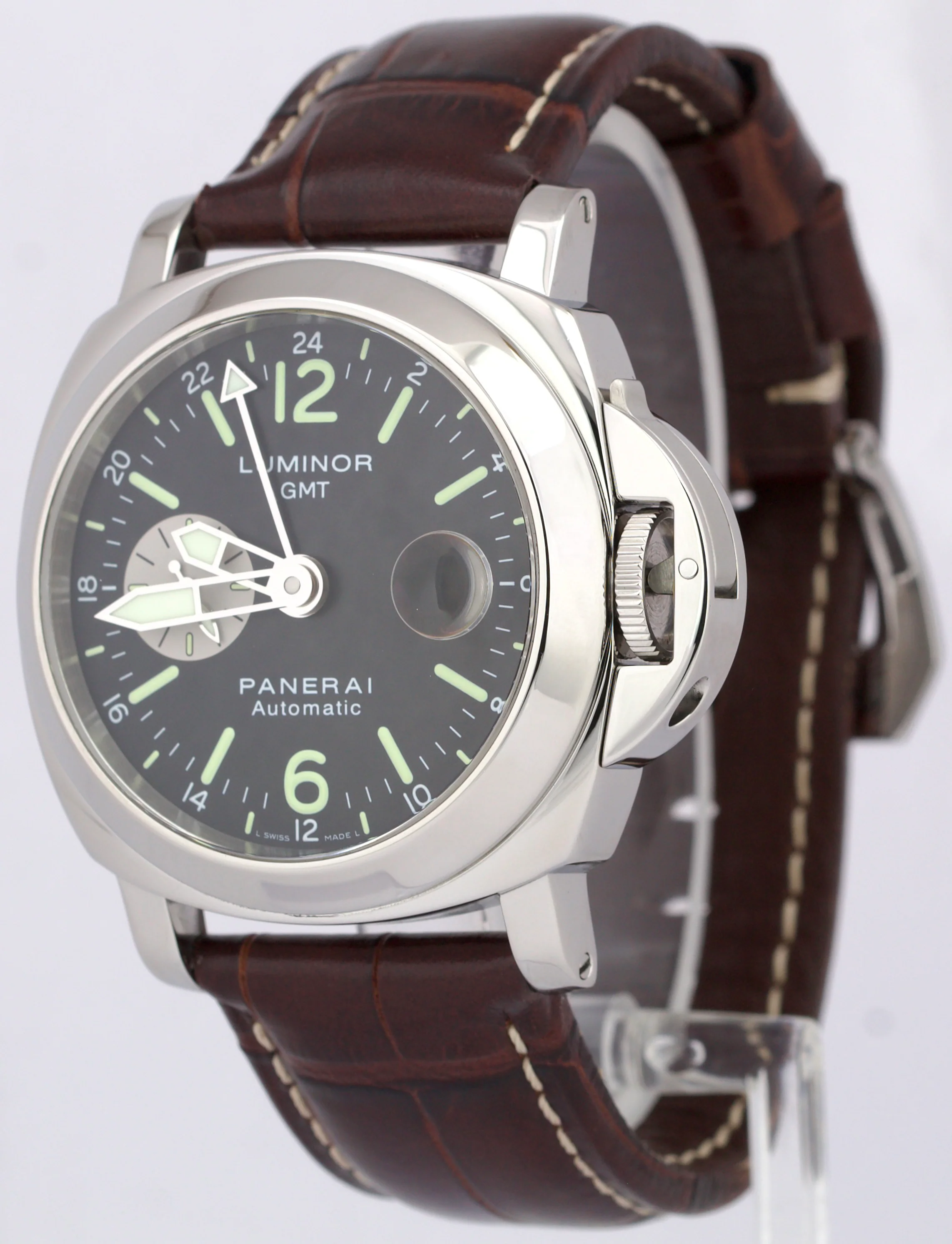 MINT Panerai Luminor GMT PAM88 Automatic Black Rubber Steel 44mm Watch PAM00088 - Image 3