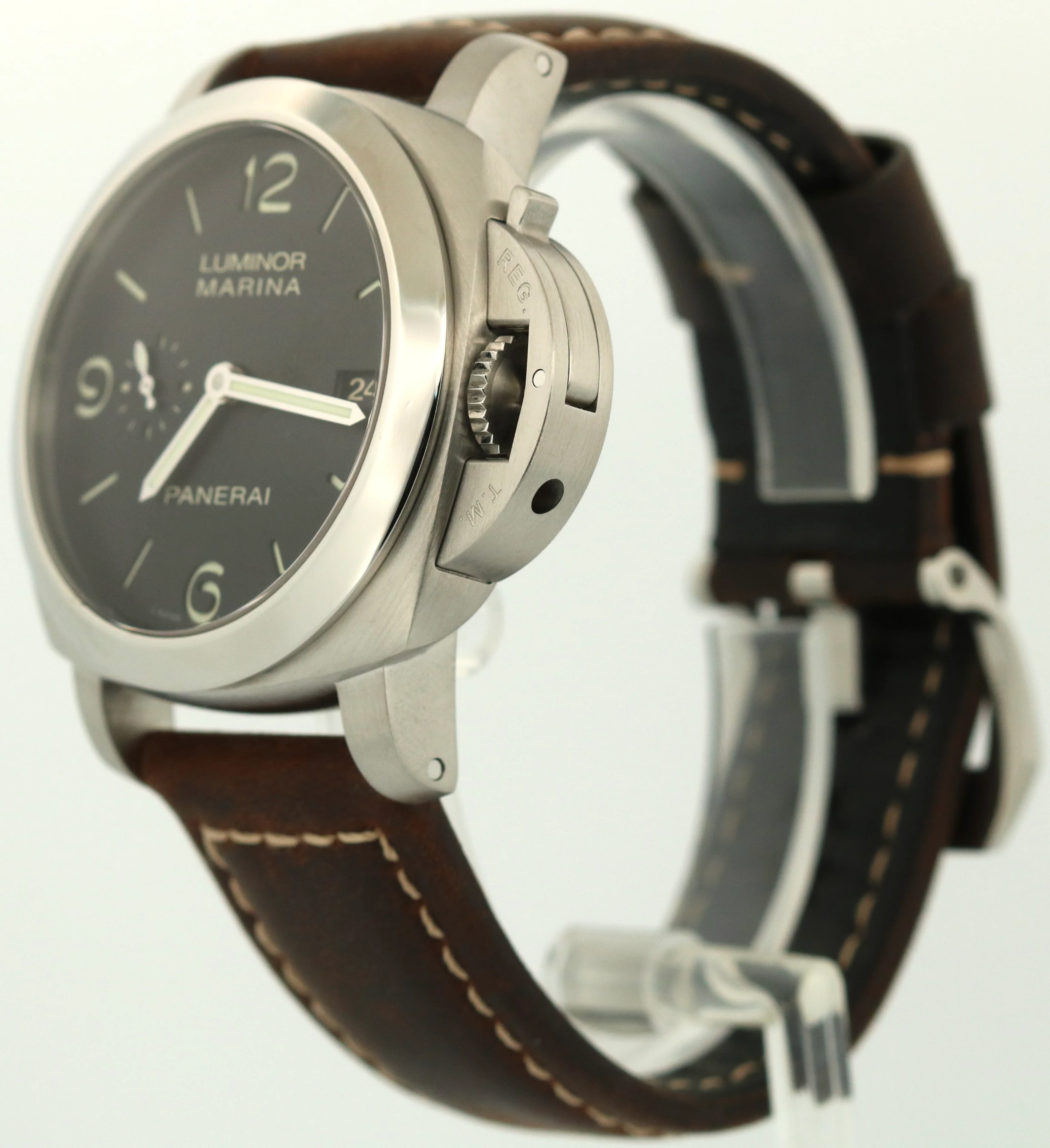 MINT Panerai Luminor Marina 1950 BLACK Stainless Steel Leather 44mm PAM00312 - Image 3