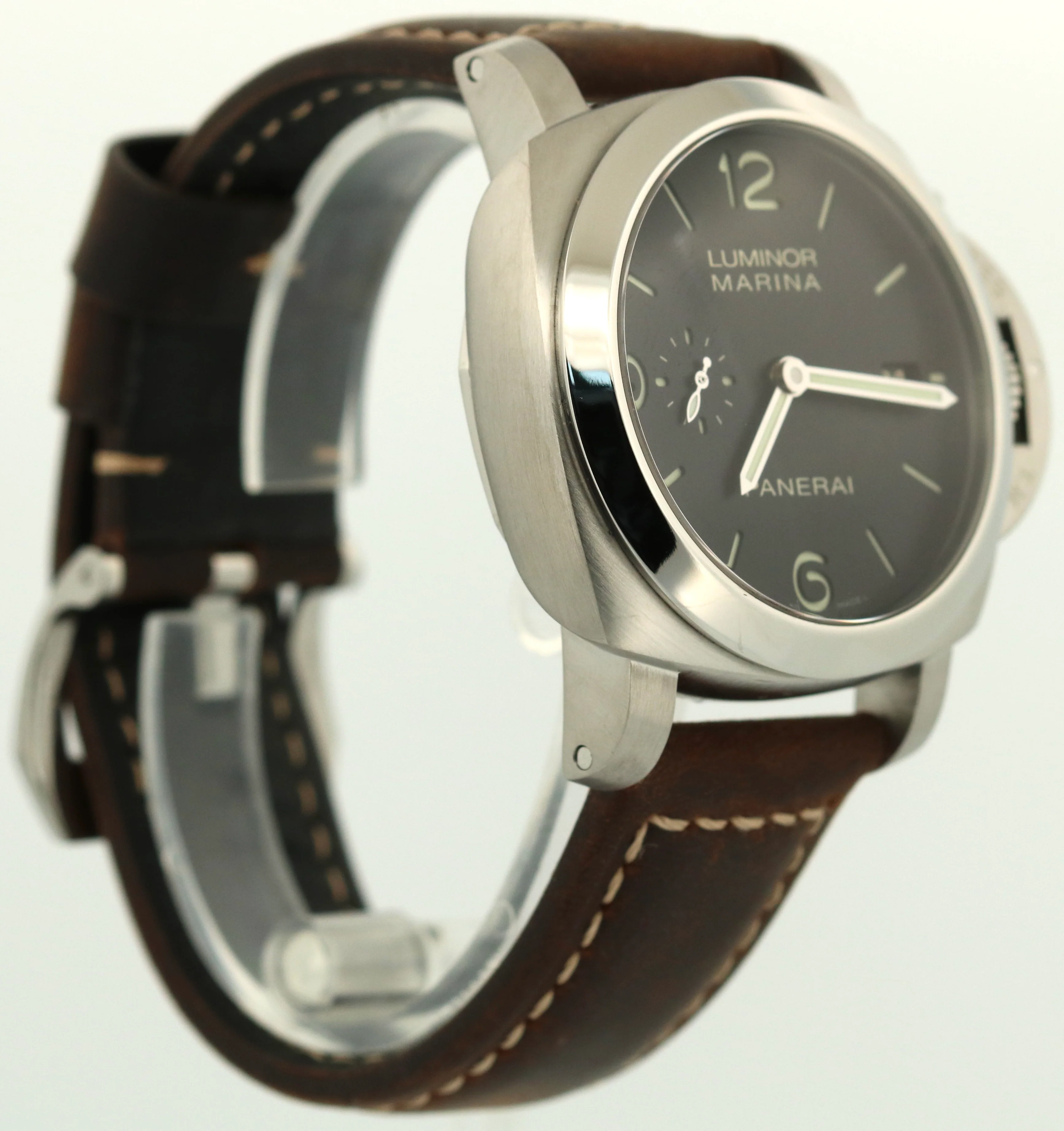 MINT Panerai Luminor Marina 1950 BLACK Stainless Steel Leather 44mm PAM00312 - Image 4