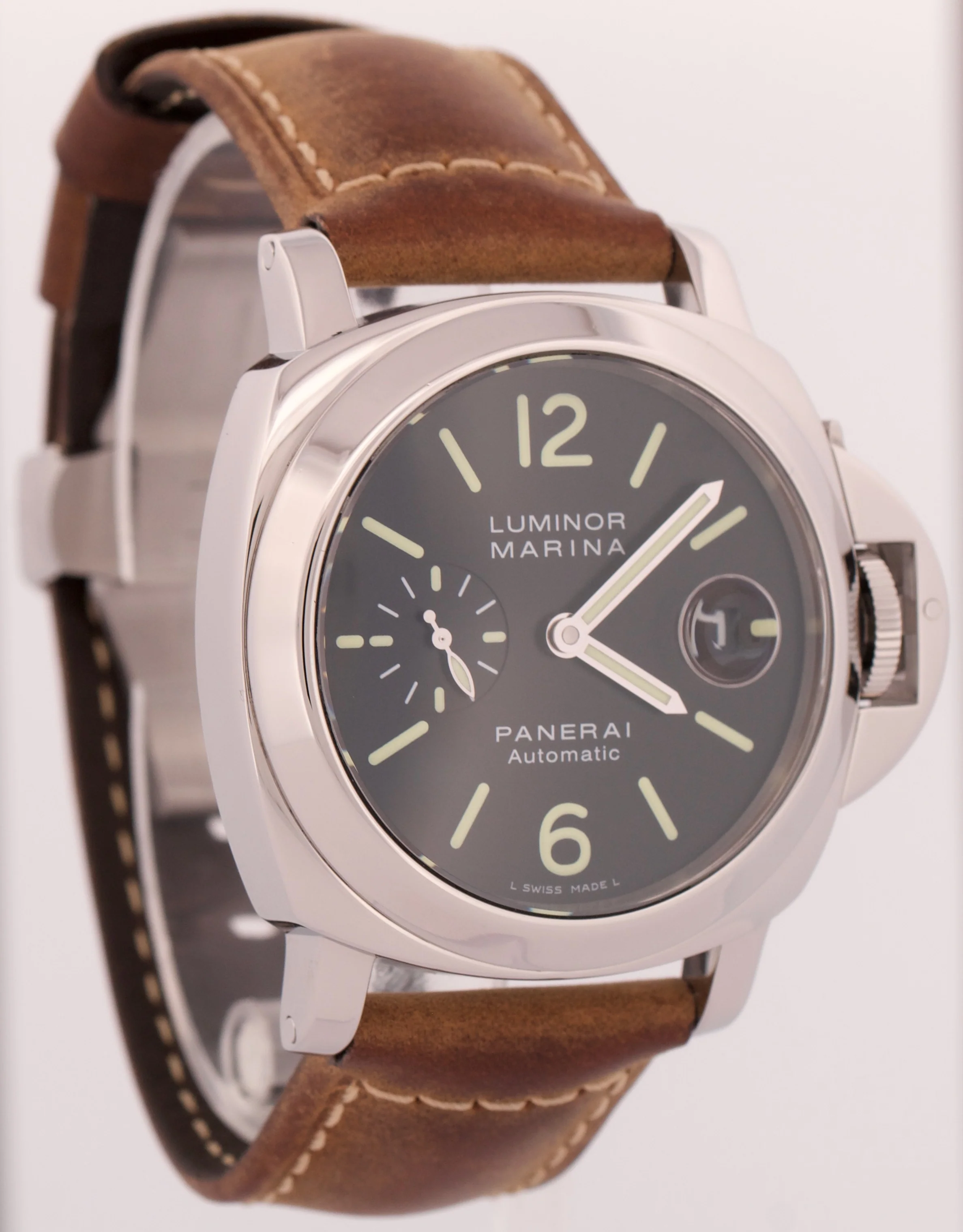 MINT Panerai Luminor Marina PAM 104 BLACK Stainless Steel Leather 44mm PAM00104 - Image 4