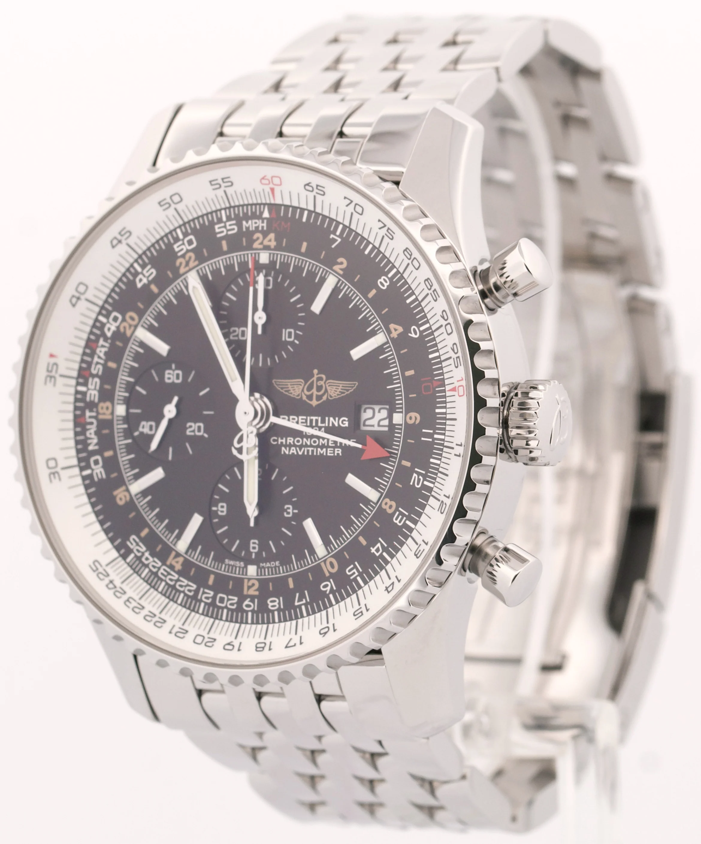 MINT PAPERS Breitling Navitimer World GMT Steel BLACK Stainless 46mm A24322 BOX - Image 4