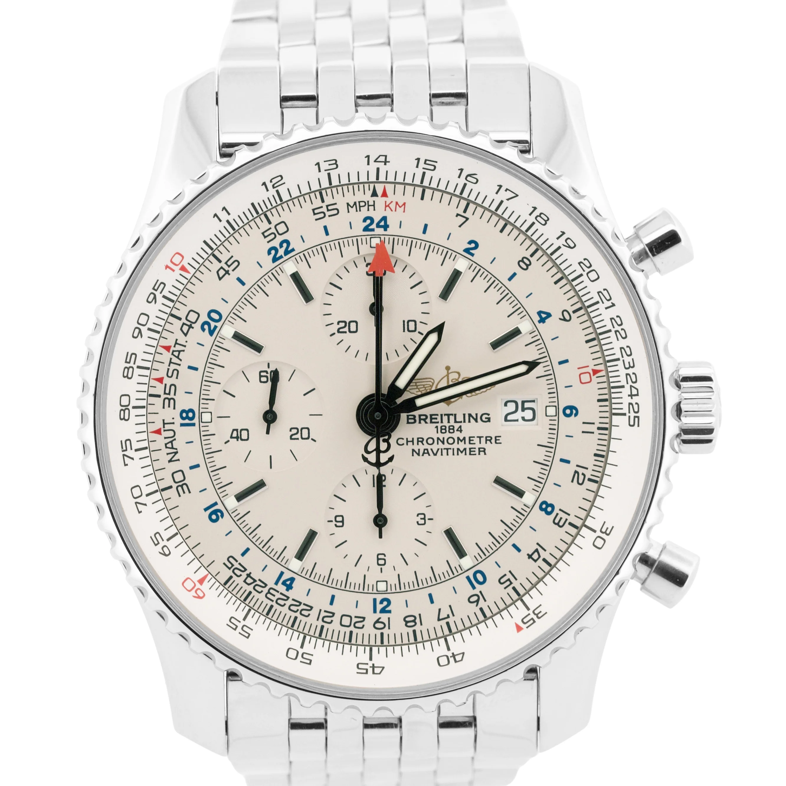 MINT PAPERS Breitling Navitimer World GMT Steel IVORY Stainless 46mm A24322 BOX