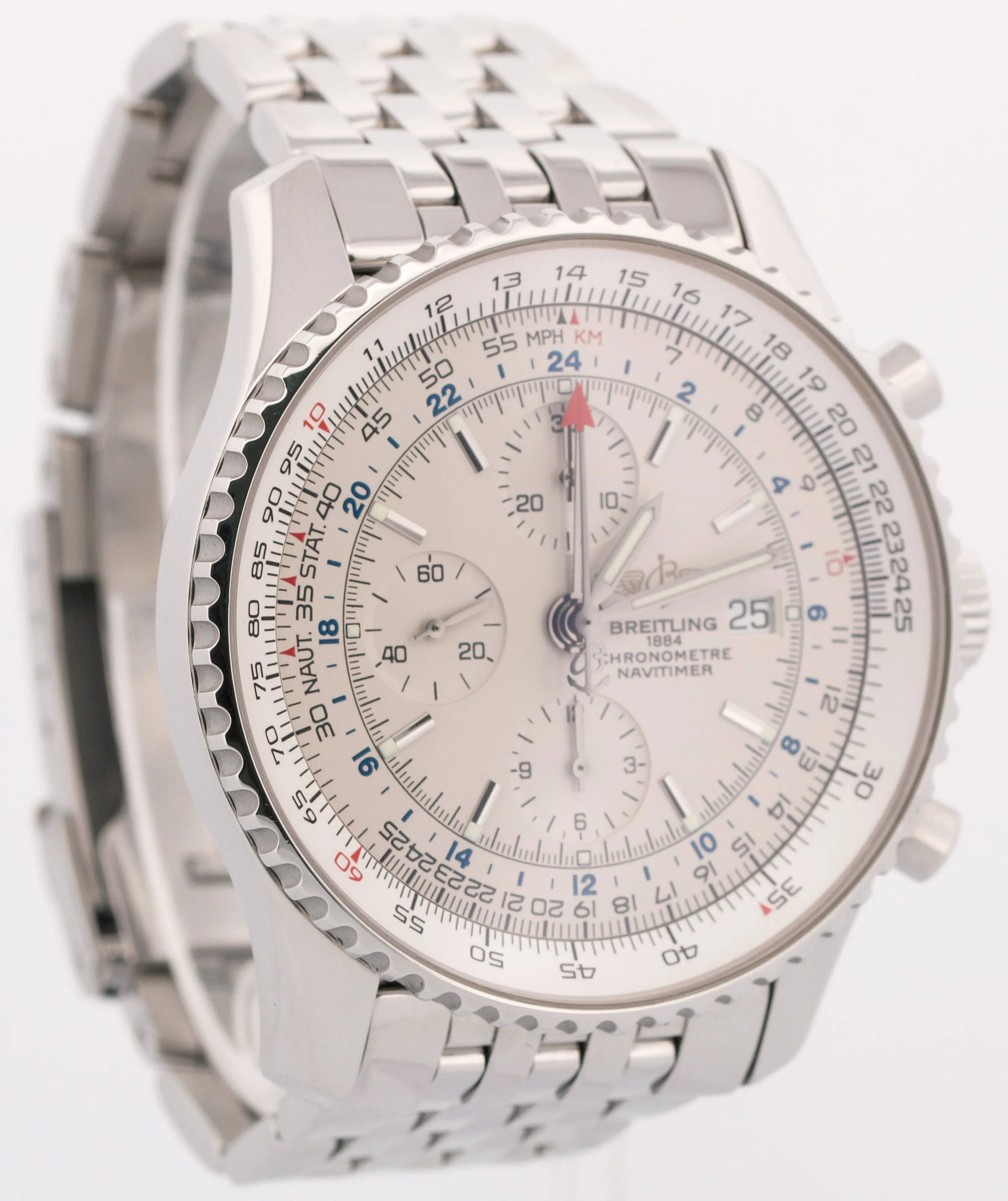MINT PAPERS Breitling Navitimer World GMT Steel IVORY Stainless 46mm A24322 BOX - Image 4