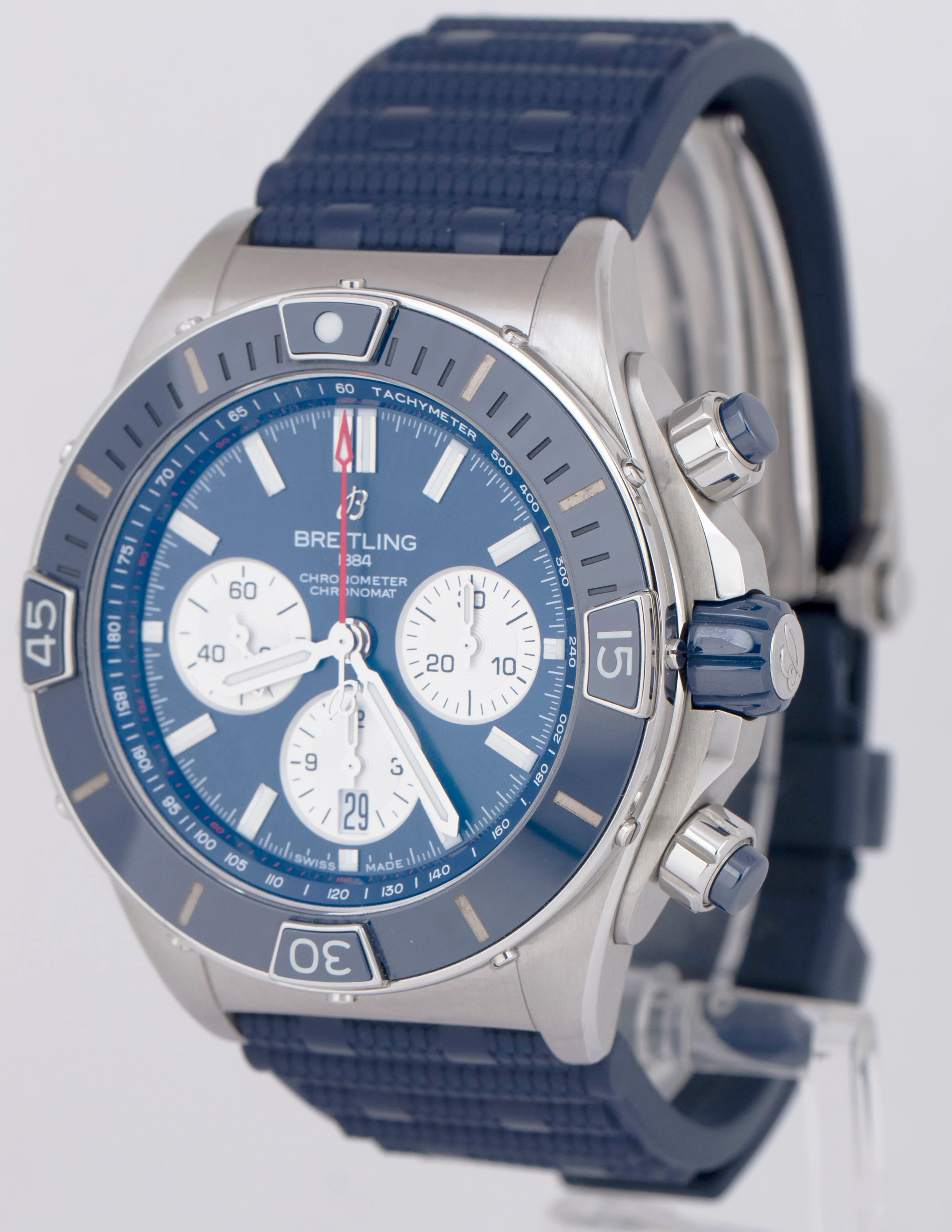 MINT PAPERS Breitling Super Chronomat B01 44mm Steel Blue 44mm Watch AB0136 BOX - Image 3