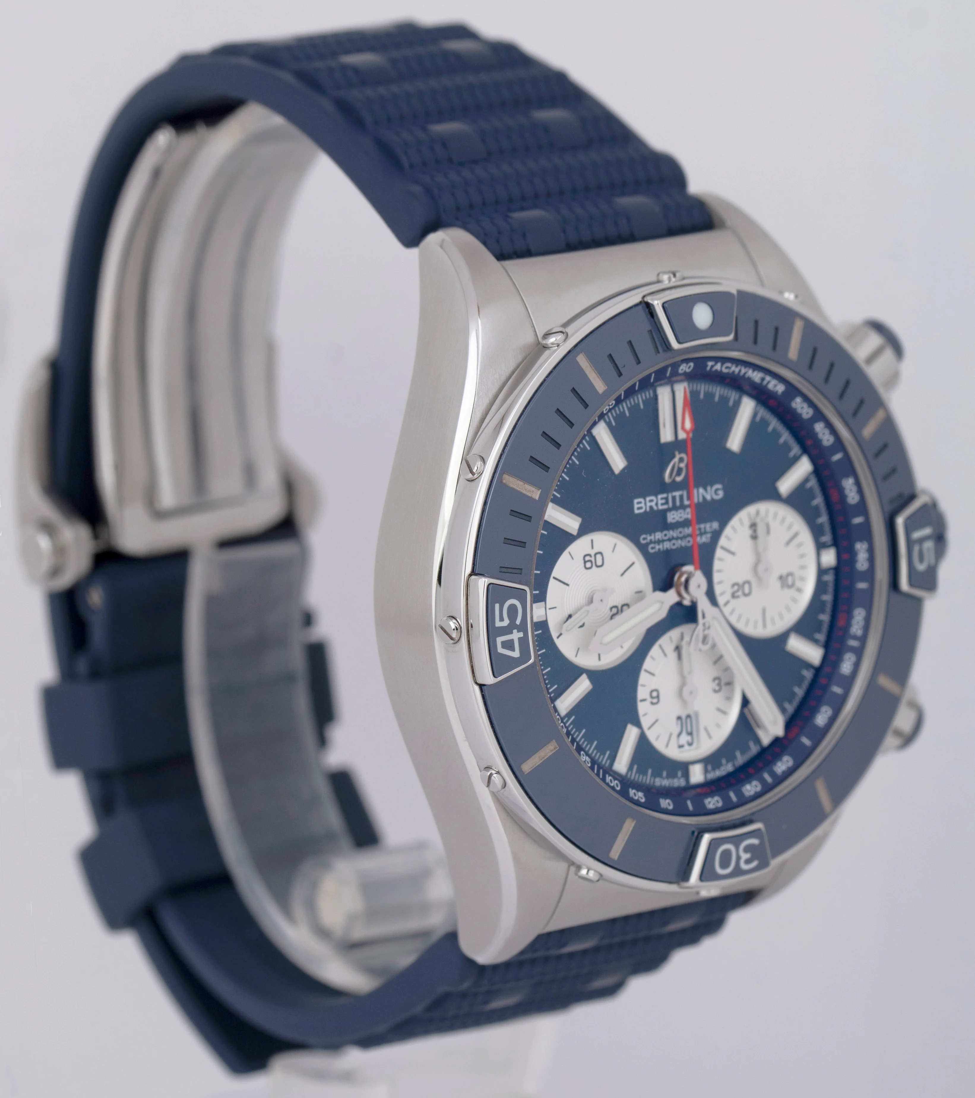 MINT PAPERS Breitling Super Chronomat B01 44mm Steel Blue 44mm Watch AB0136 BOX - Image 4