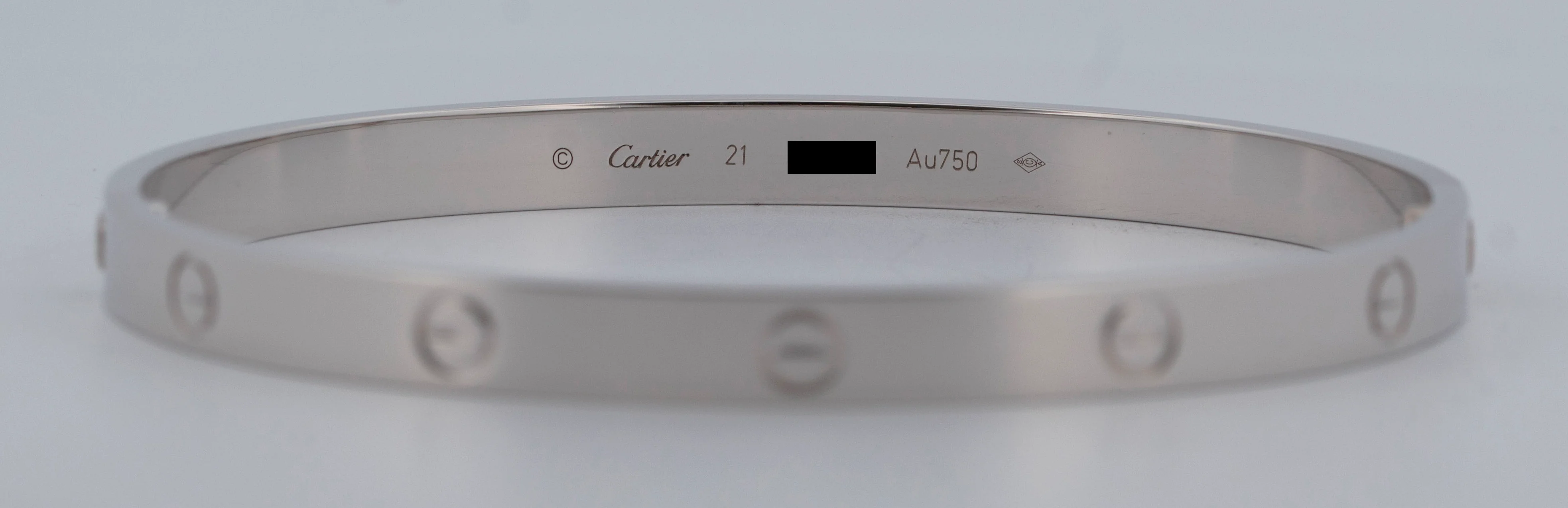 MINT PAPERS Cartier LOVE Bracelet Size 21 Solid 18K White Gold AU 750 BOX - Image 4