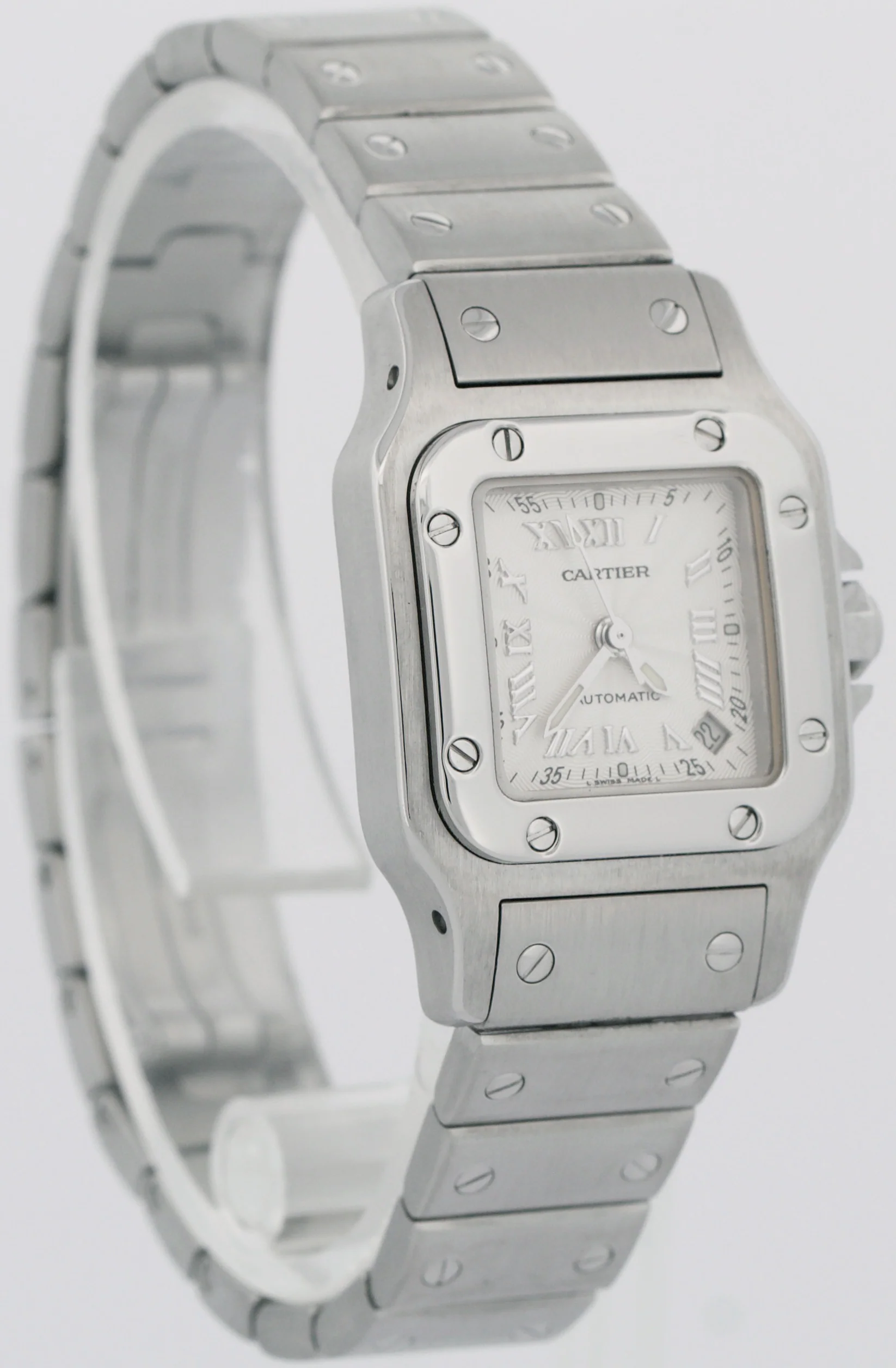 MINT PAPERS Cartier Santos Galbee Steel SILVER Roman Automatic 24mm 2423 BOX - Image 4