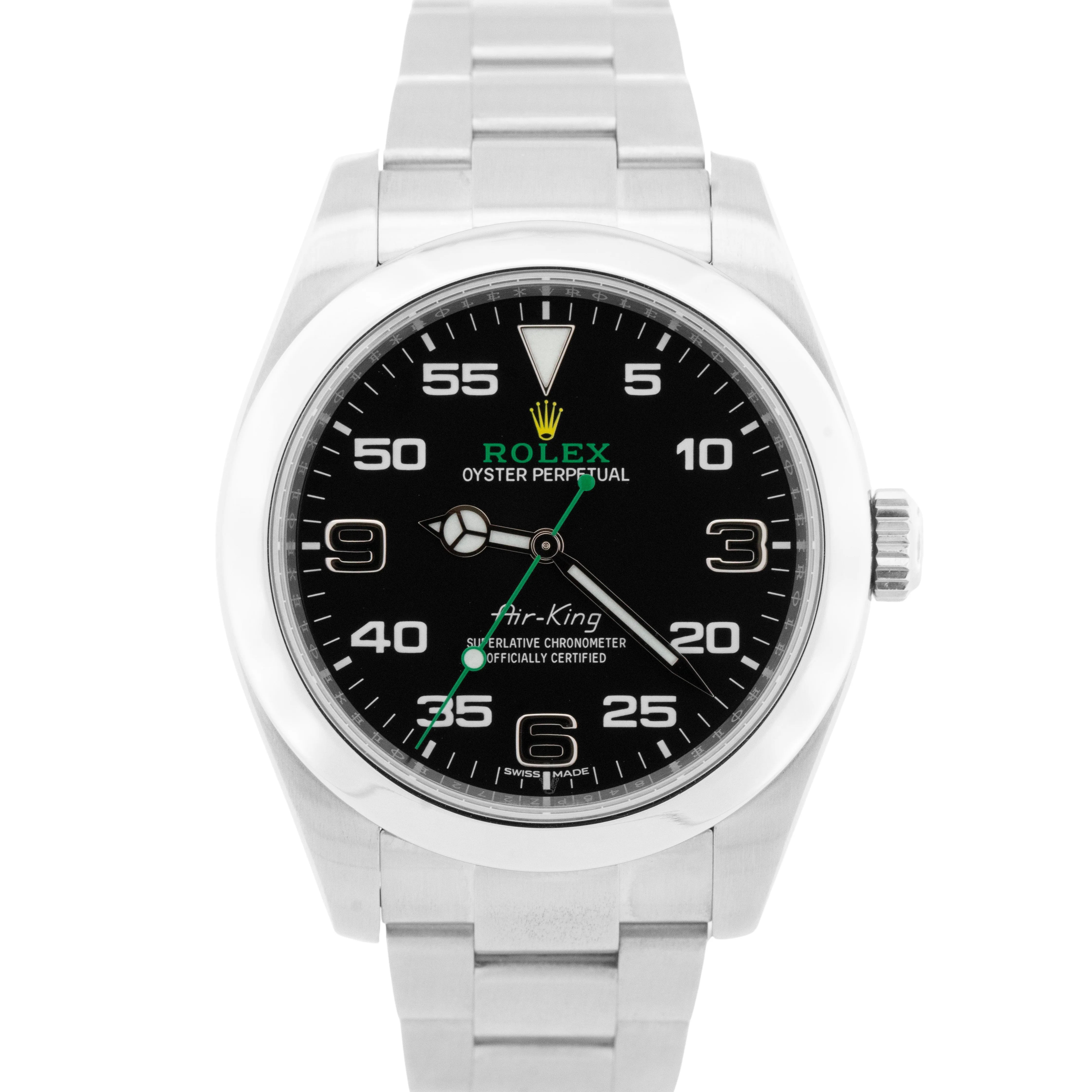 MINT PAPERS Rolex Air-King 40mm Green Black Steel Arabic 116900 Watch BOX