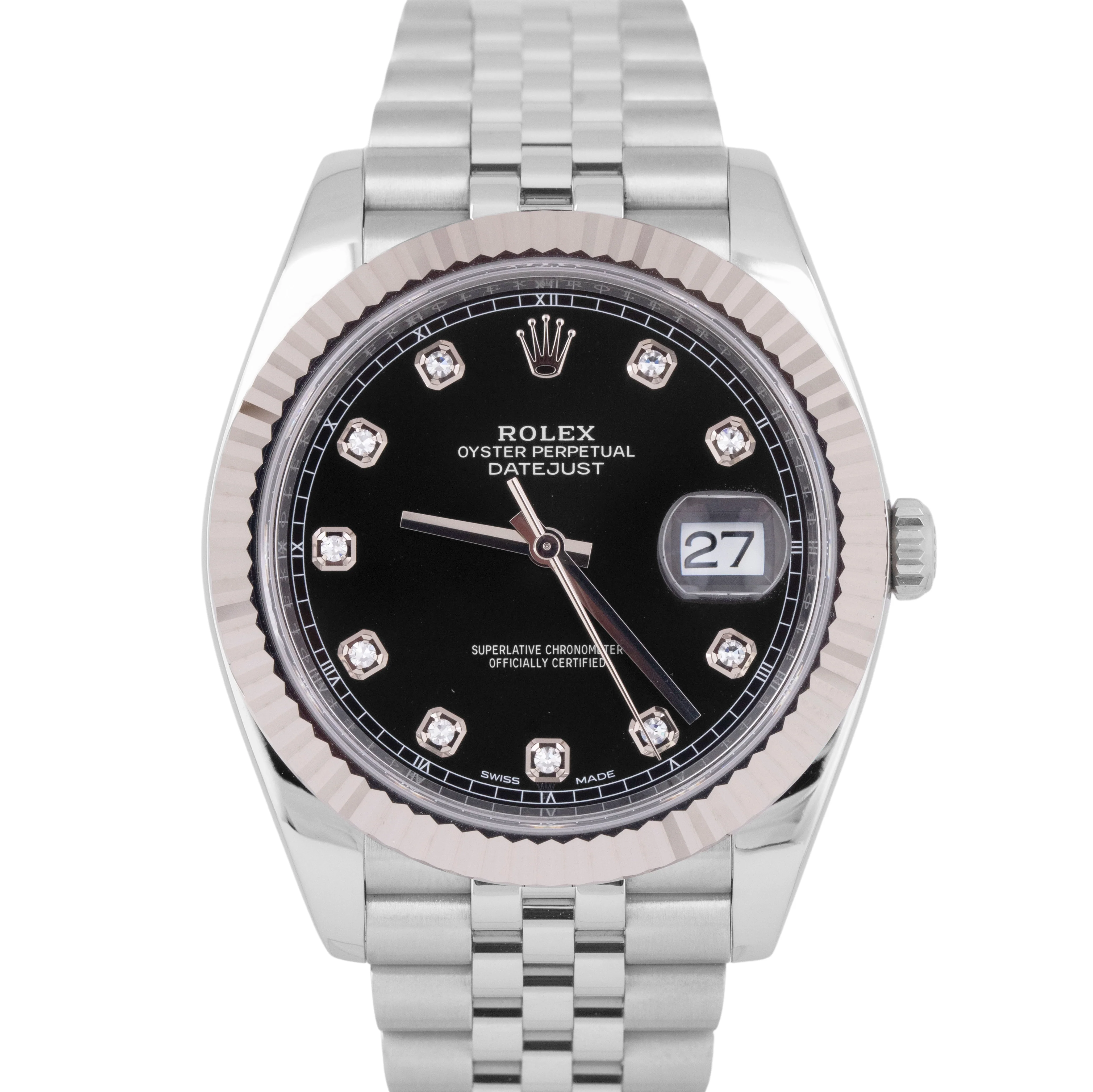 MINT PAPERS Rolex DateJust 126334 FACTORY BLACK DIAMOND 41mm JUBILEE Watch BOX