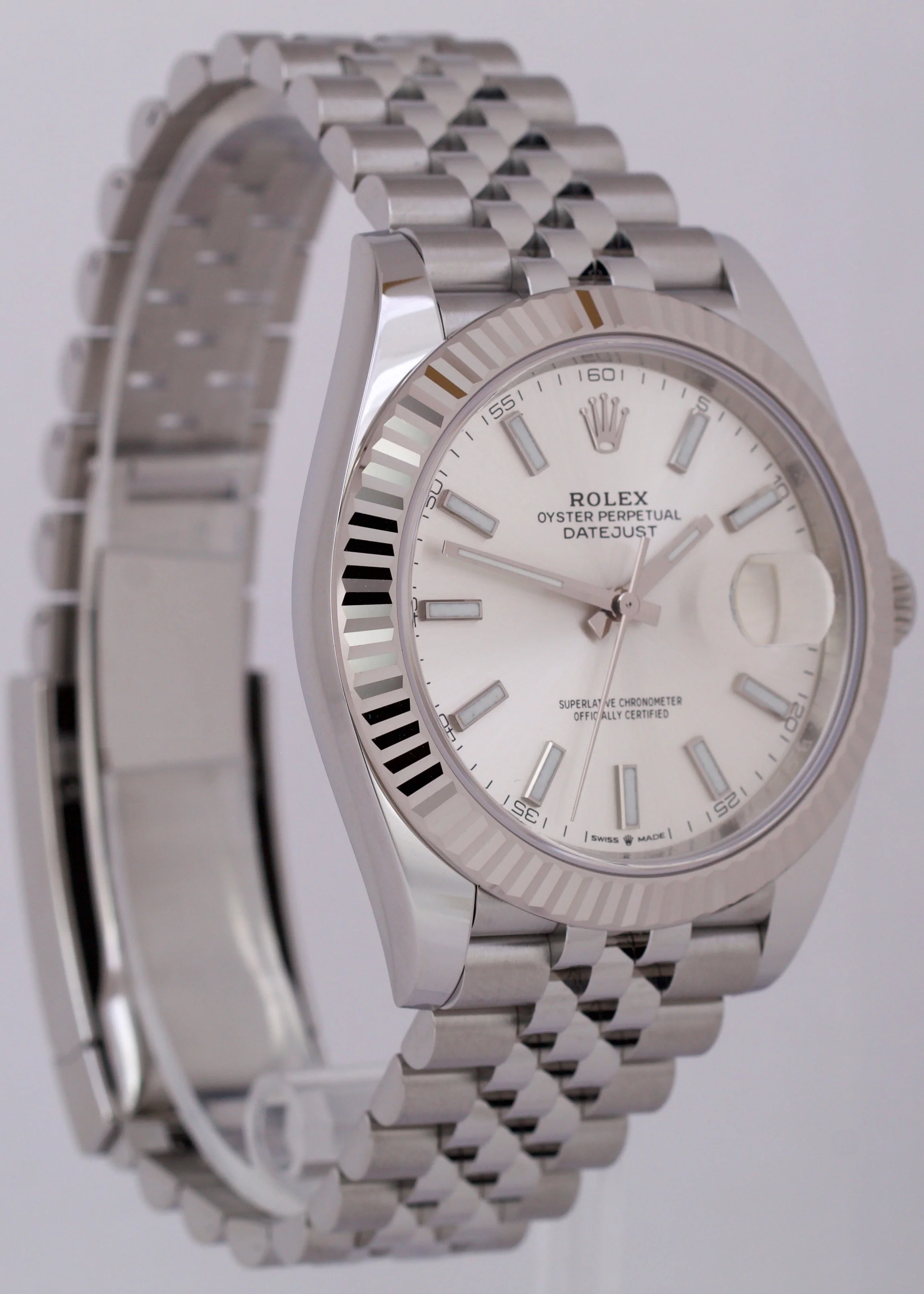 MINT PAPERS Rolex DateJust 41 SILVER Fluted Steel Jubilee 18K Gold 126334 BOX - Image 5
