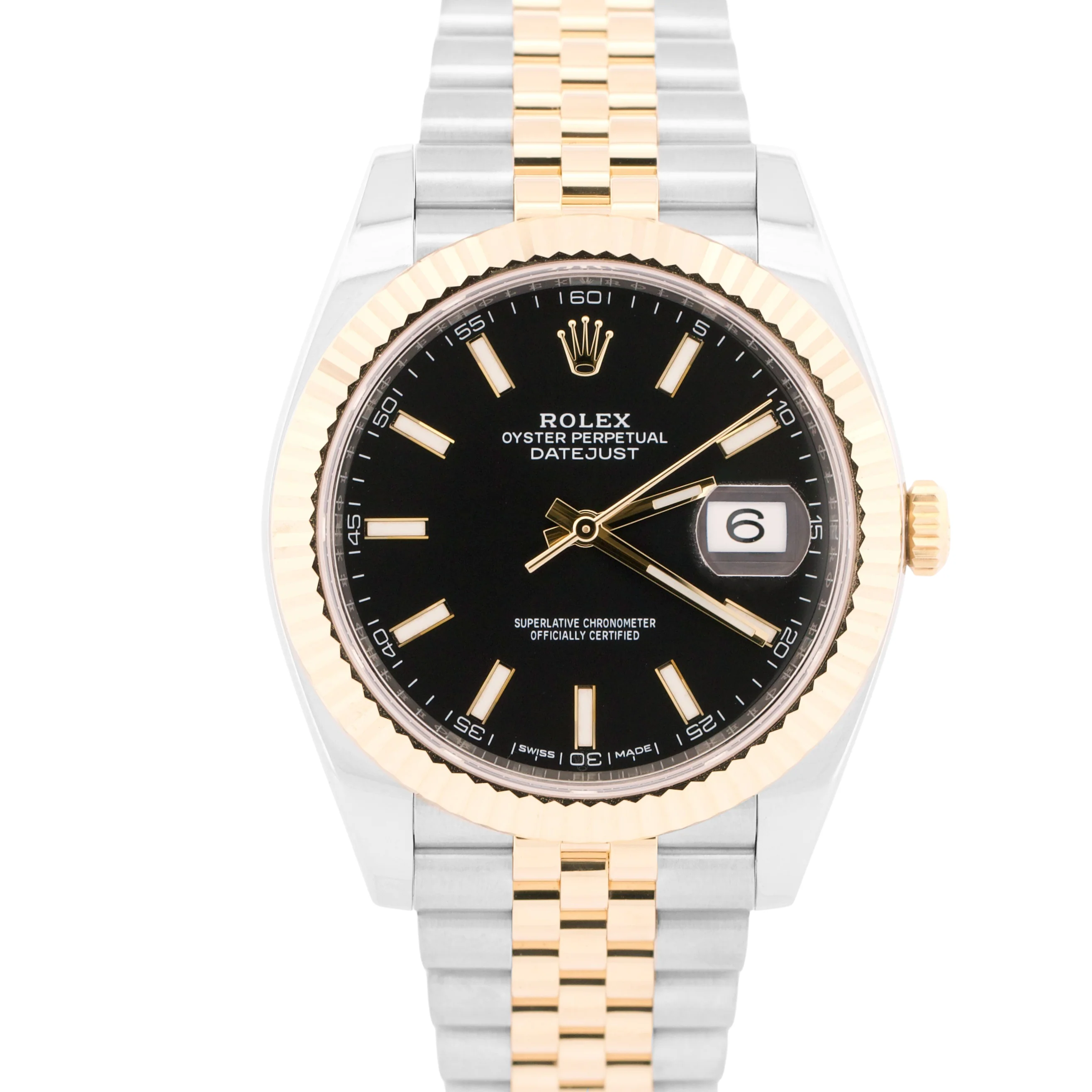 MINT PAPERS Rolex DateJust 41mm BLACK Two-Tone Gold JUBILEE Fluted 126333 BOX