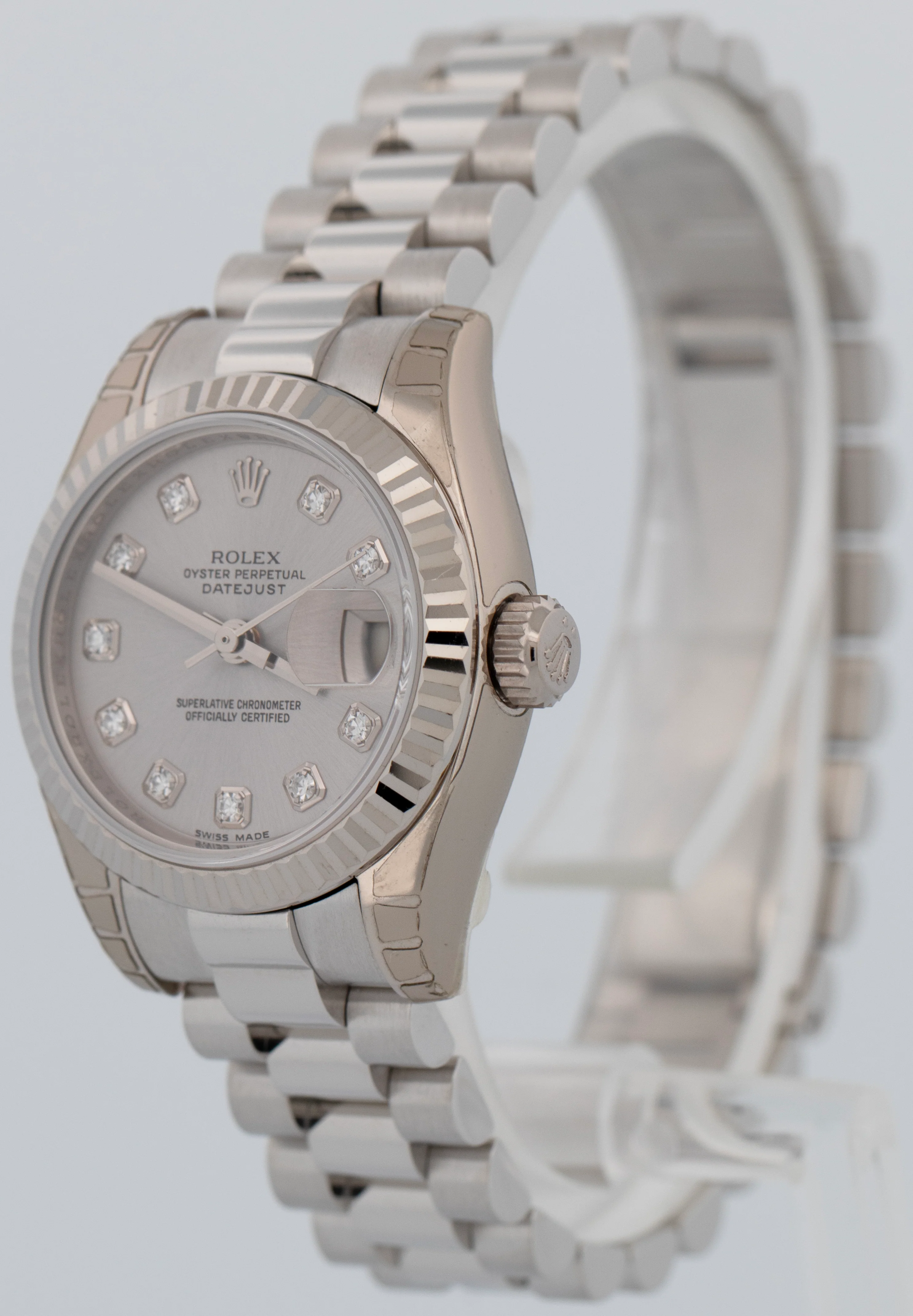 MINT PAPERS Rolex DateJust President 26mm Rhodium Diamond 18K Gold 179179 BOX - Image 3