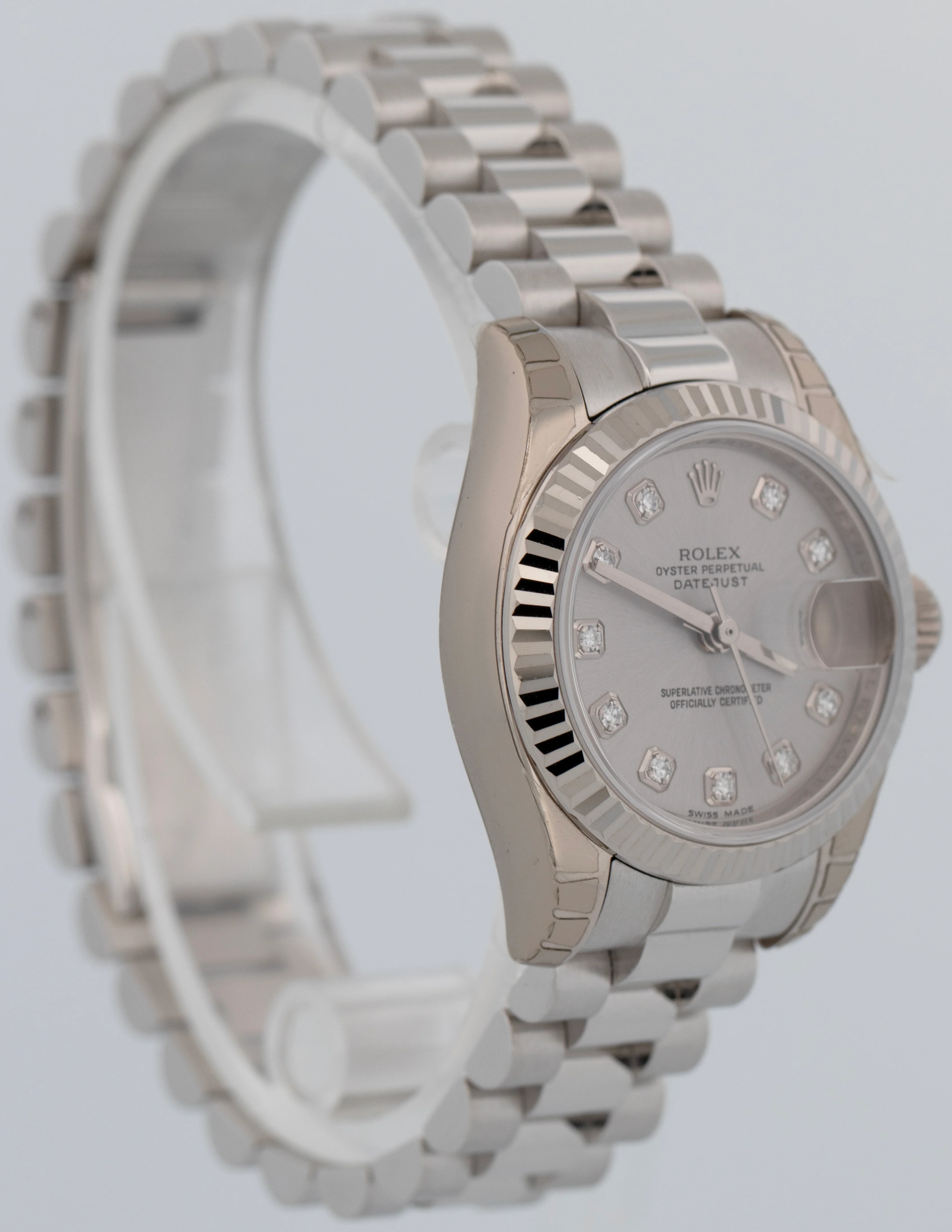MINT PAPERS Rolex DateJust President 26mm Rhodium Diamond 18K Gold 179179 BOX - Image 4