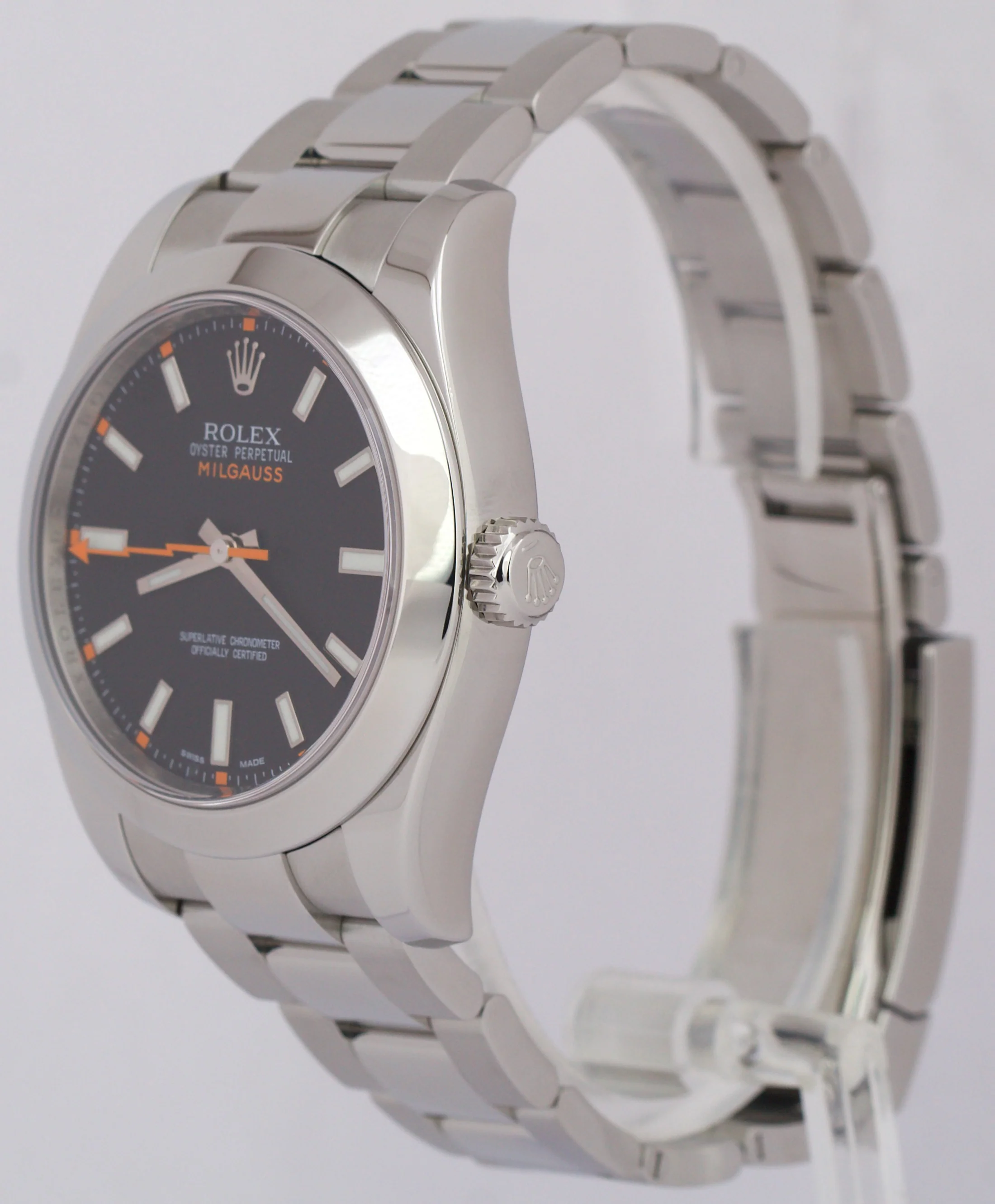 2014 MINT PAPERS Rolex Milgauss Black Orange 40mm 116400 Stainless Watch BOX - Image 3