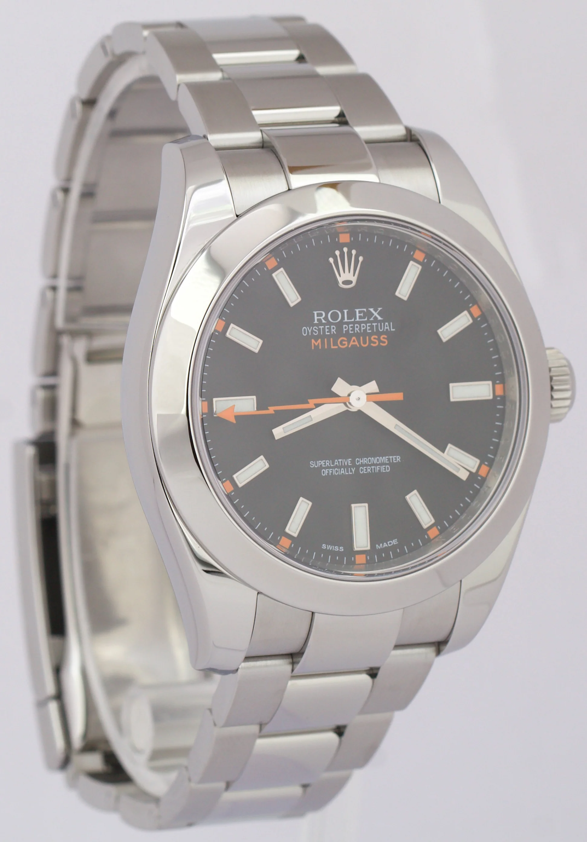 2014 MINT PAPERS Rolex Milgauss Black Orange 40mm 116400 Stainless Watch BOX - Image 4