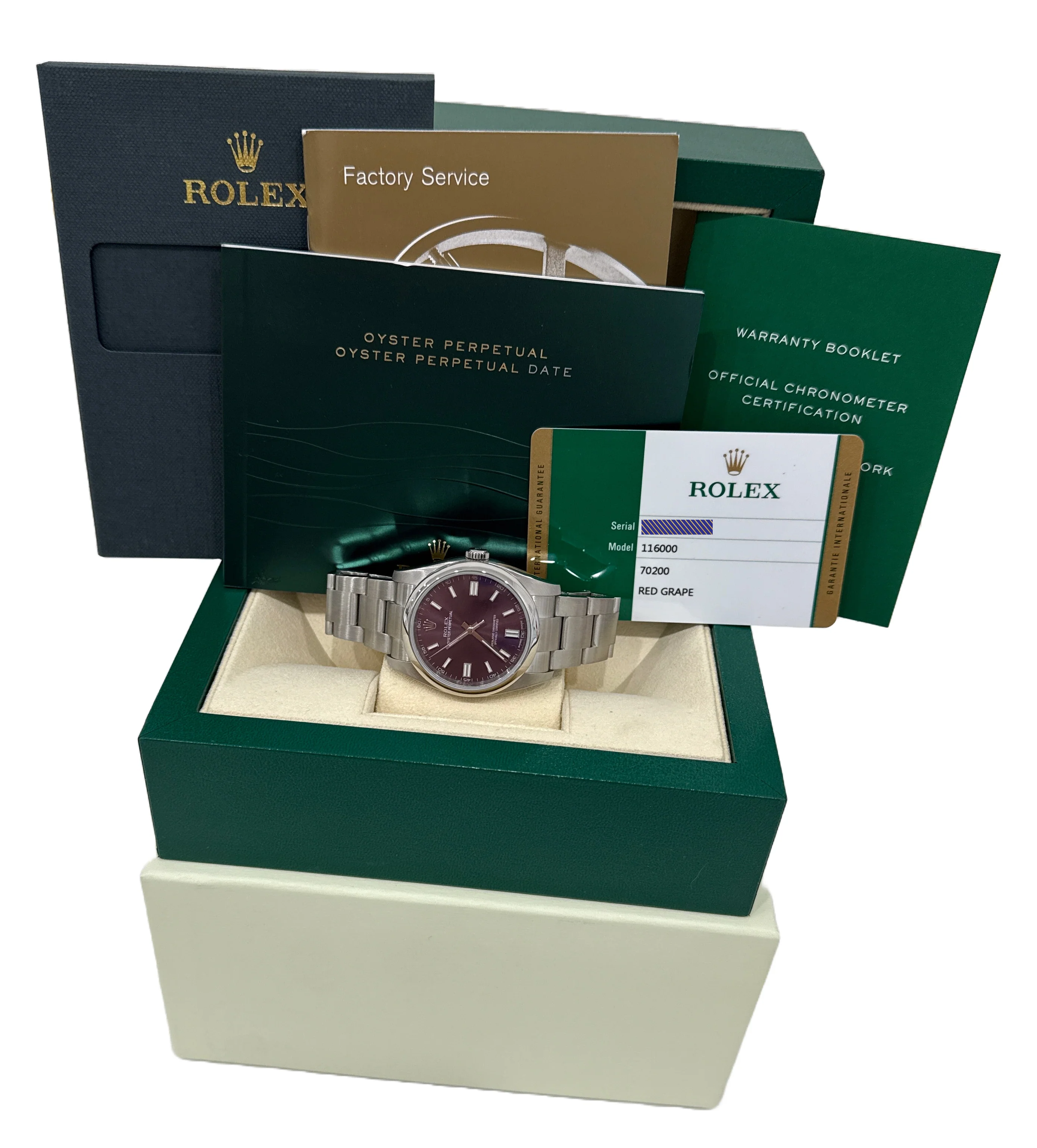 MINT PAPERS Rolex Oyster Perpetual GRAPE Purple Stainless 3-6-9 36mm 116000 BOX - Image 2