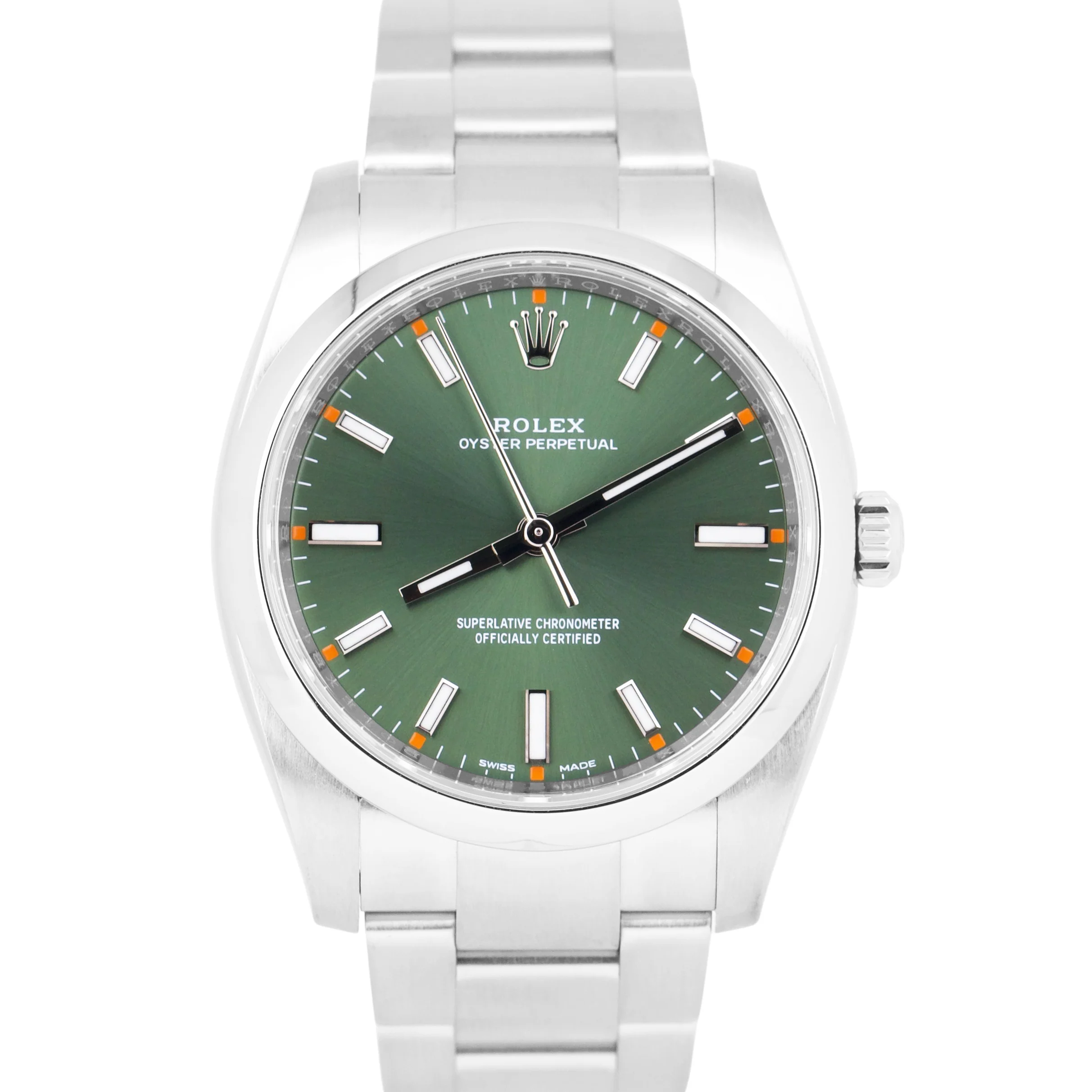 MINT PAPERS Rolex Oyster Perpetual OLIVE GREEN Stainless Steel 34mm 114200 BOX