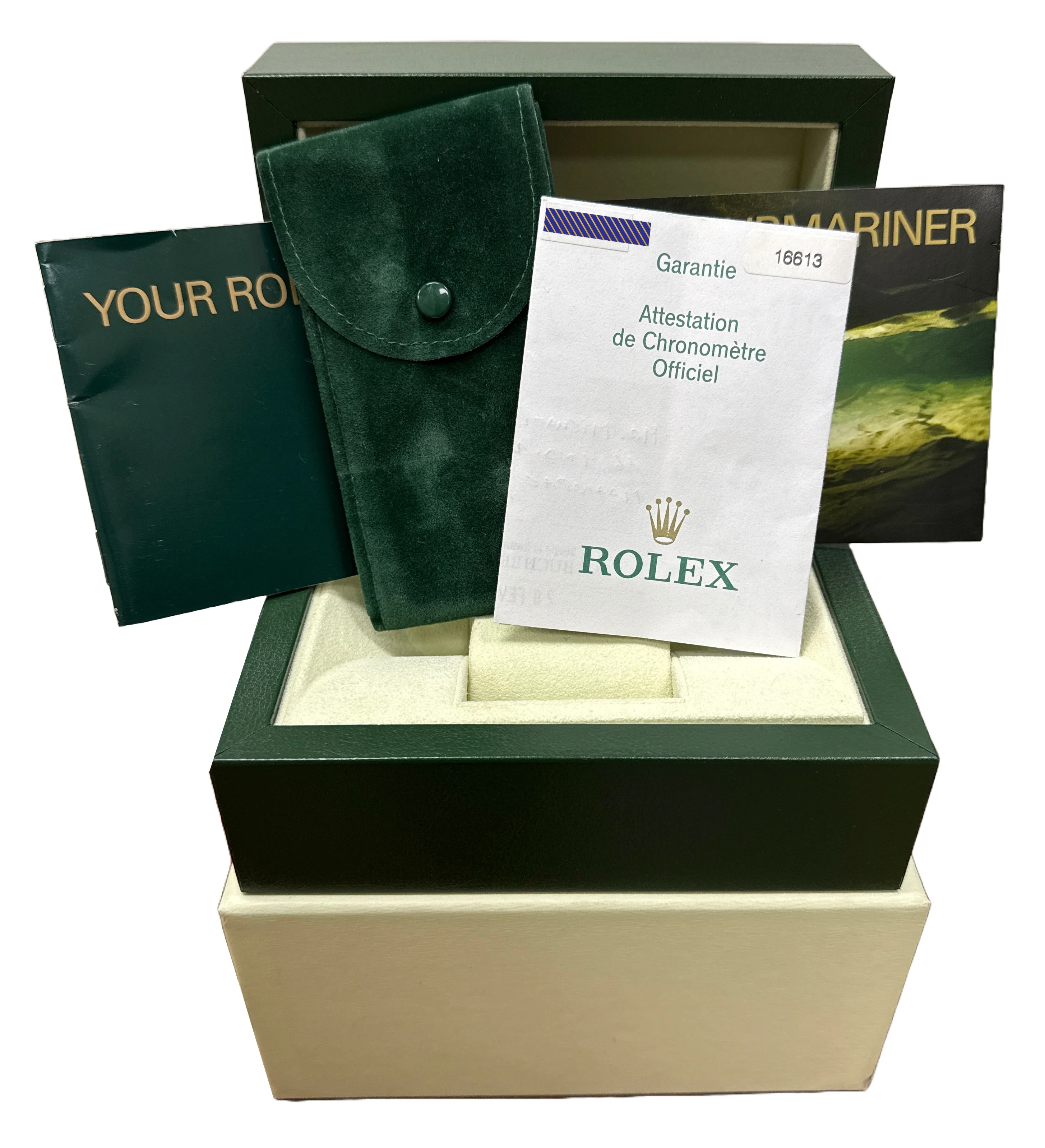 MINT PAPERS Rolex Submariner 40mm BLUE 18K Steel No-Holes GOLD BUCKLE 16613 BOX - Image 2