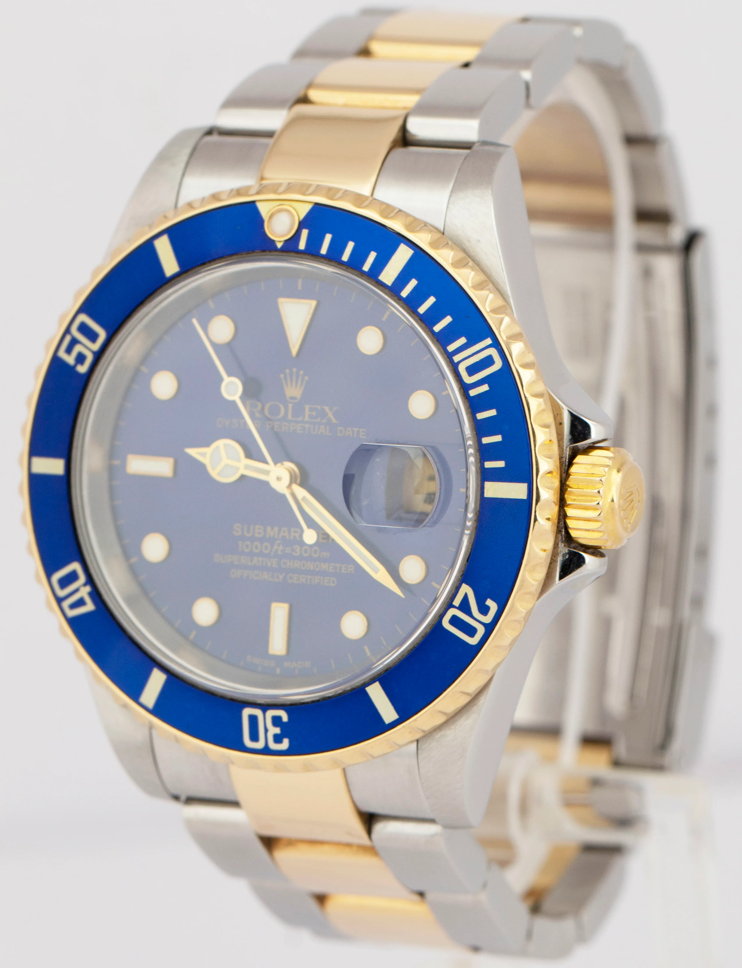 MINT PAPERS Rolex Submariner Date 40mm NO-HOLES 18K GOLD BUCKLE Blue 16613 BOX - Image 3