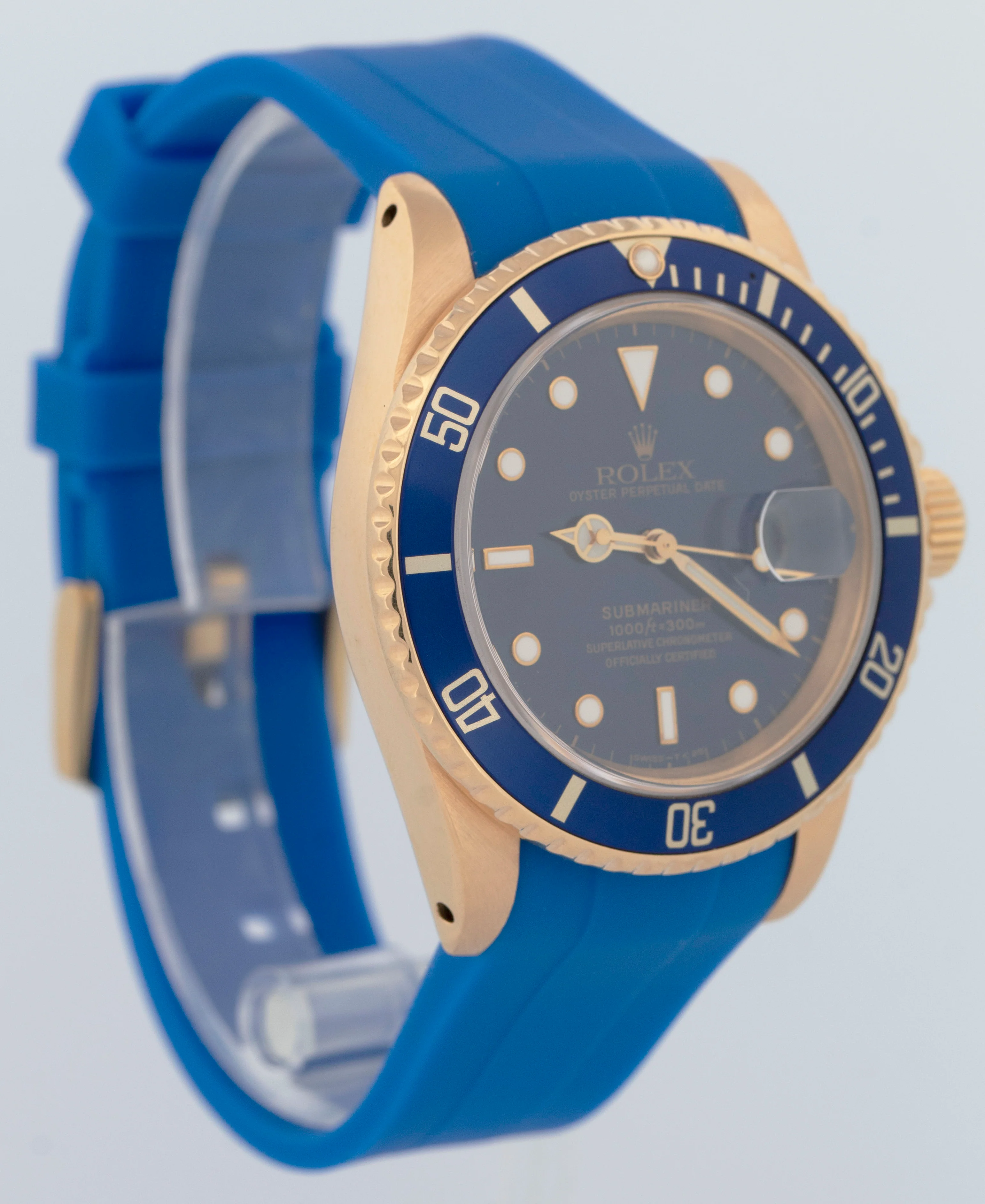 MINT PAPERS Rolex Submariner Date BLUE 18K Yellow Gold 40mm 16808 Watch BOX - Image 4