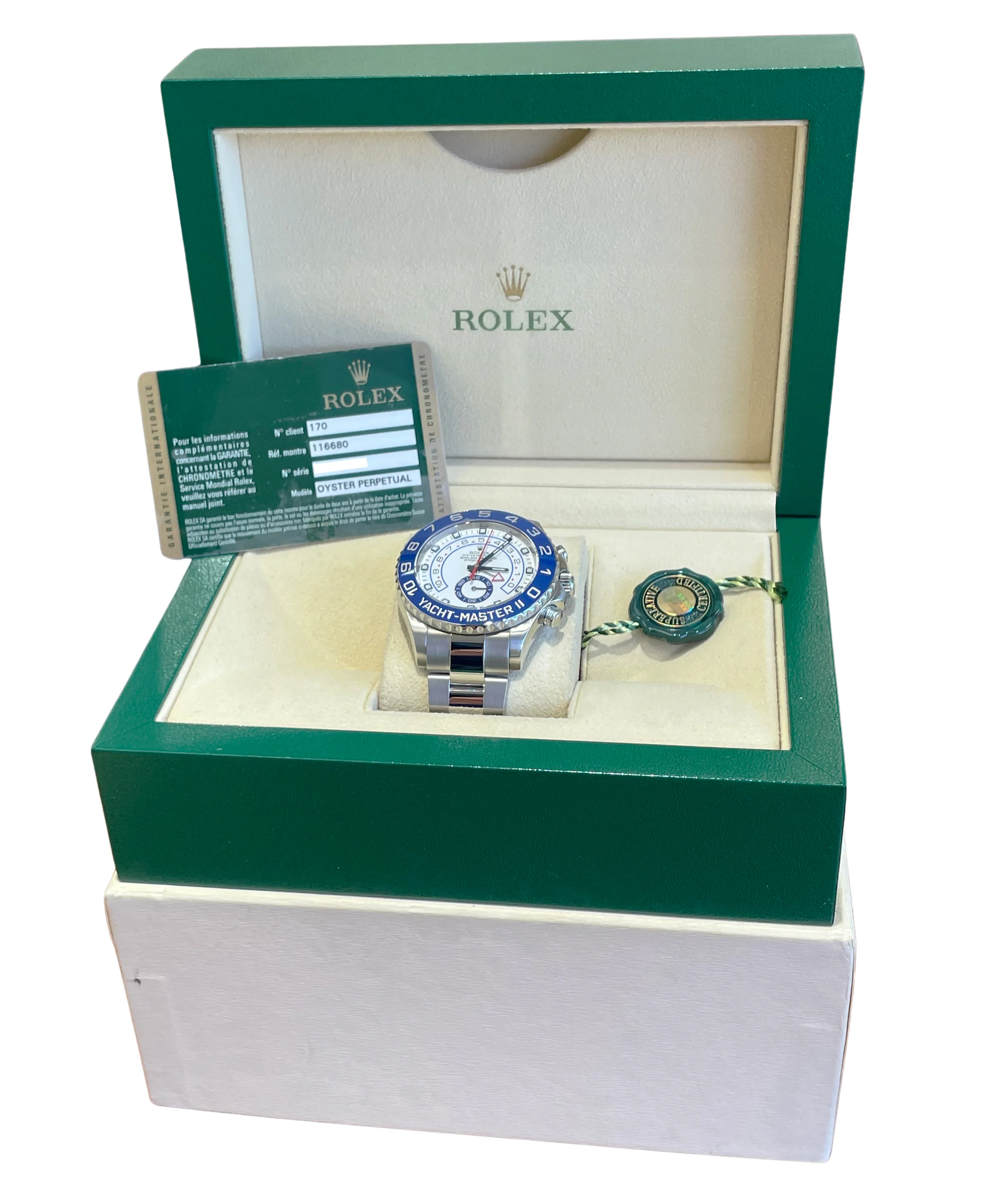 MINT PAPERS Rolex Yacht-Master II 44mm White Stainless Blue Watch 116680 BOX - Image 2
