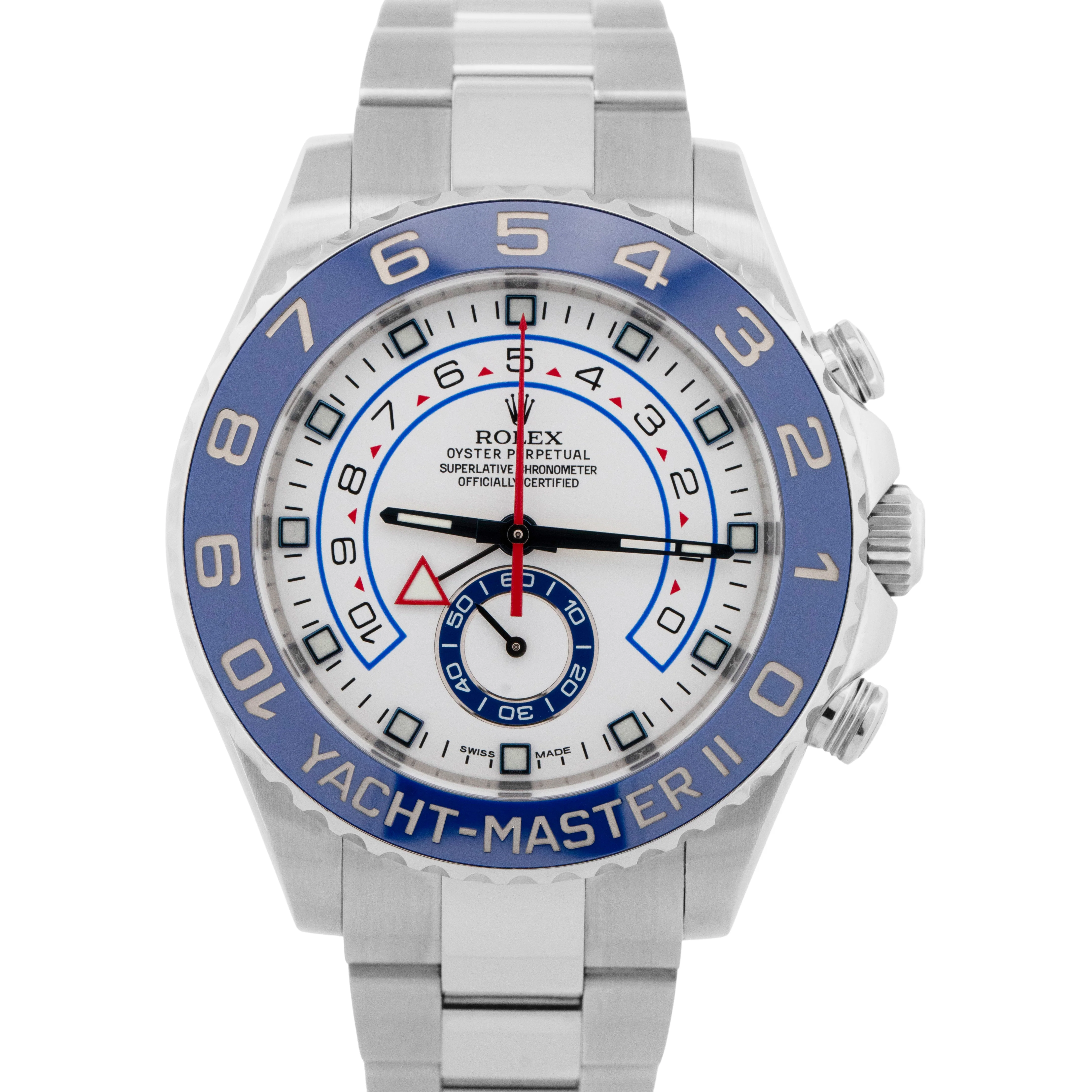 MINT PAPERS Rolex Yacht-Master II 44mm White Stainless Blue Watch 116680 BOX