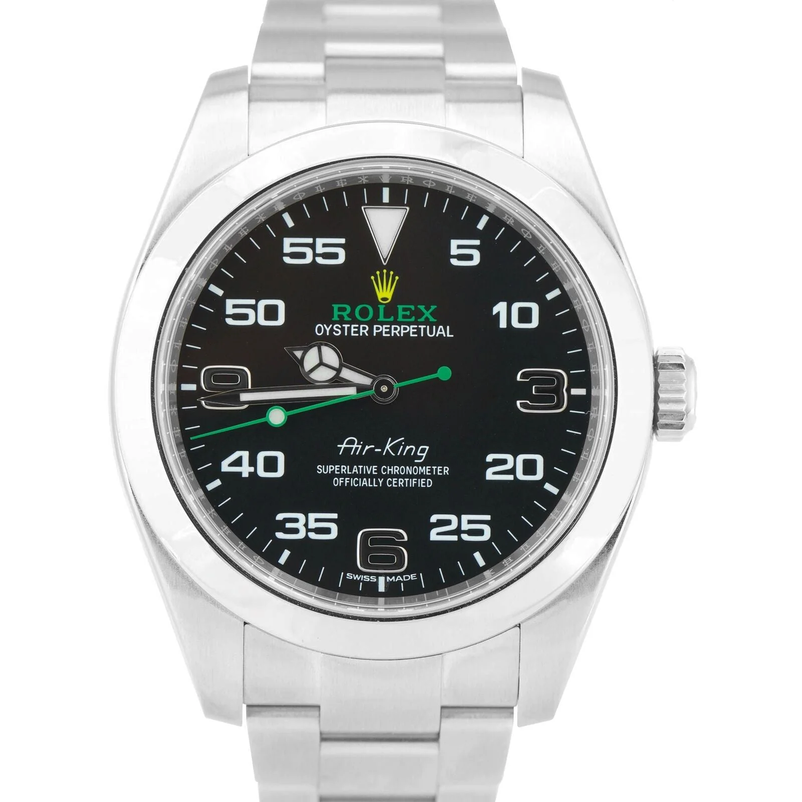 MINT Rolex Air-King 40mm Green Black Stainless Steel Automatic Watch 116900