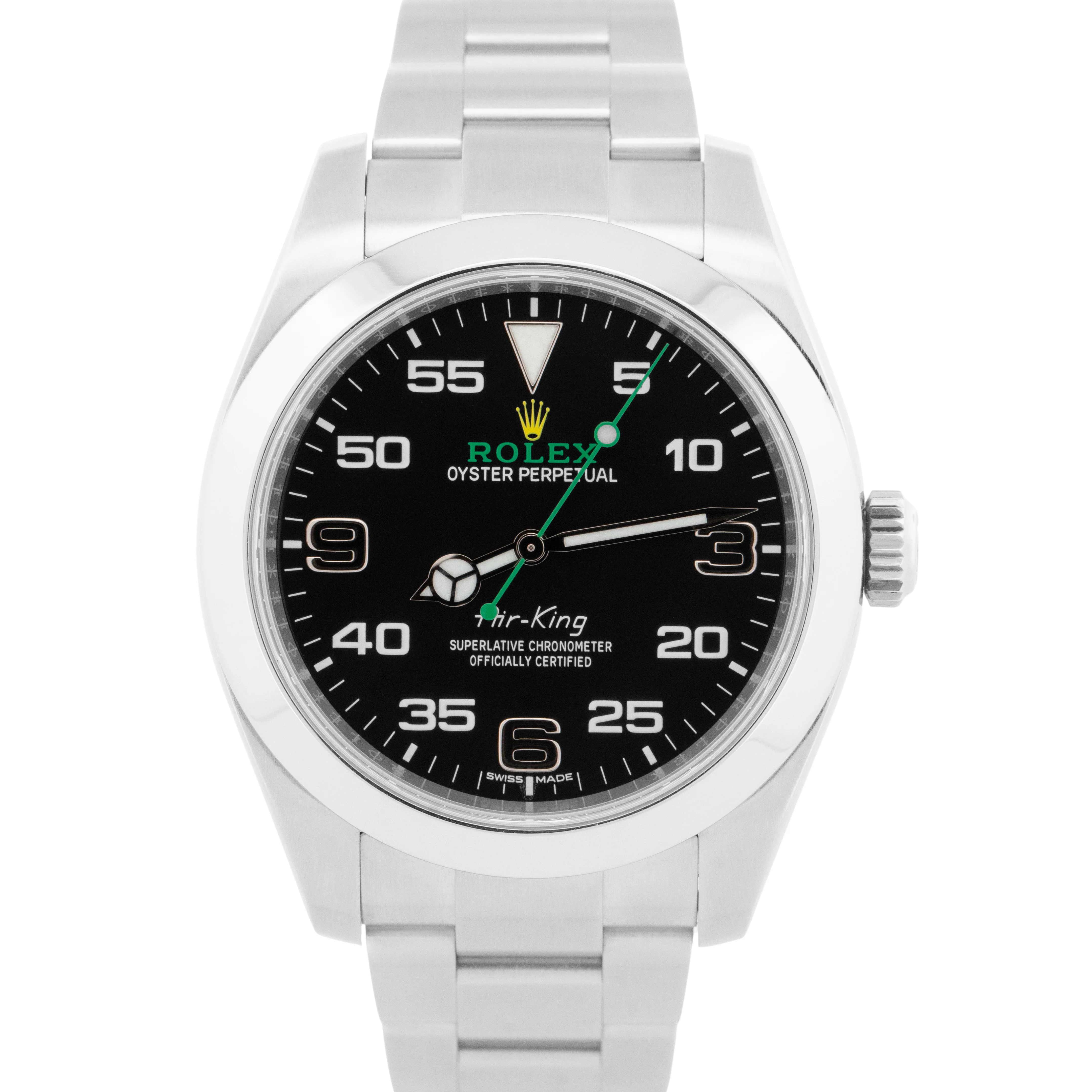 MINT Rolex Air-King 40mm Green Black Stainless Steel Automatic Watch 116900 BOX