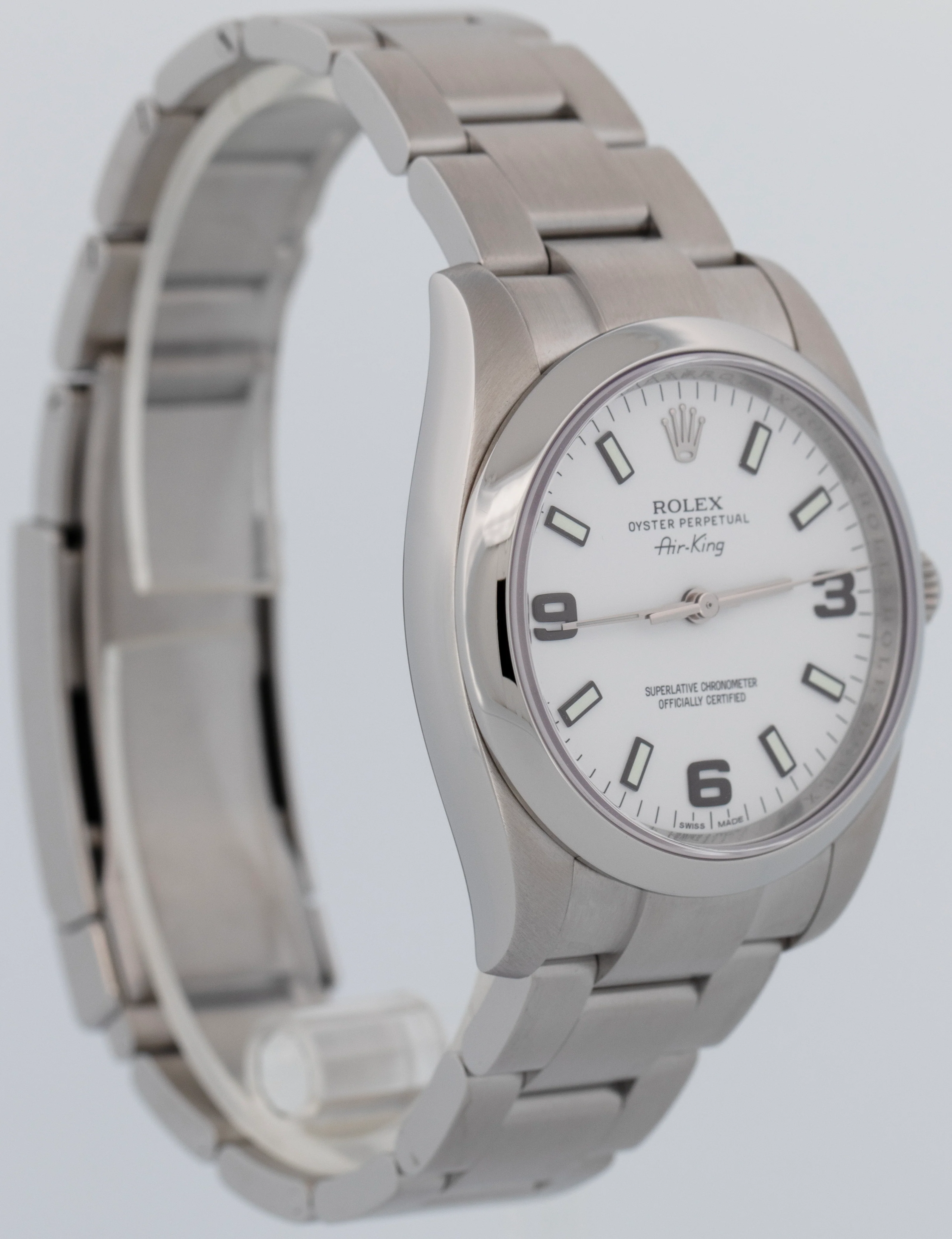 MINT Rolex Air-King White 3-6-9 Stainless Steel 34mm Automatic Watch 114200 - Image 3