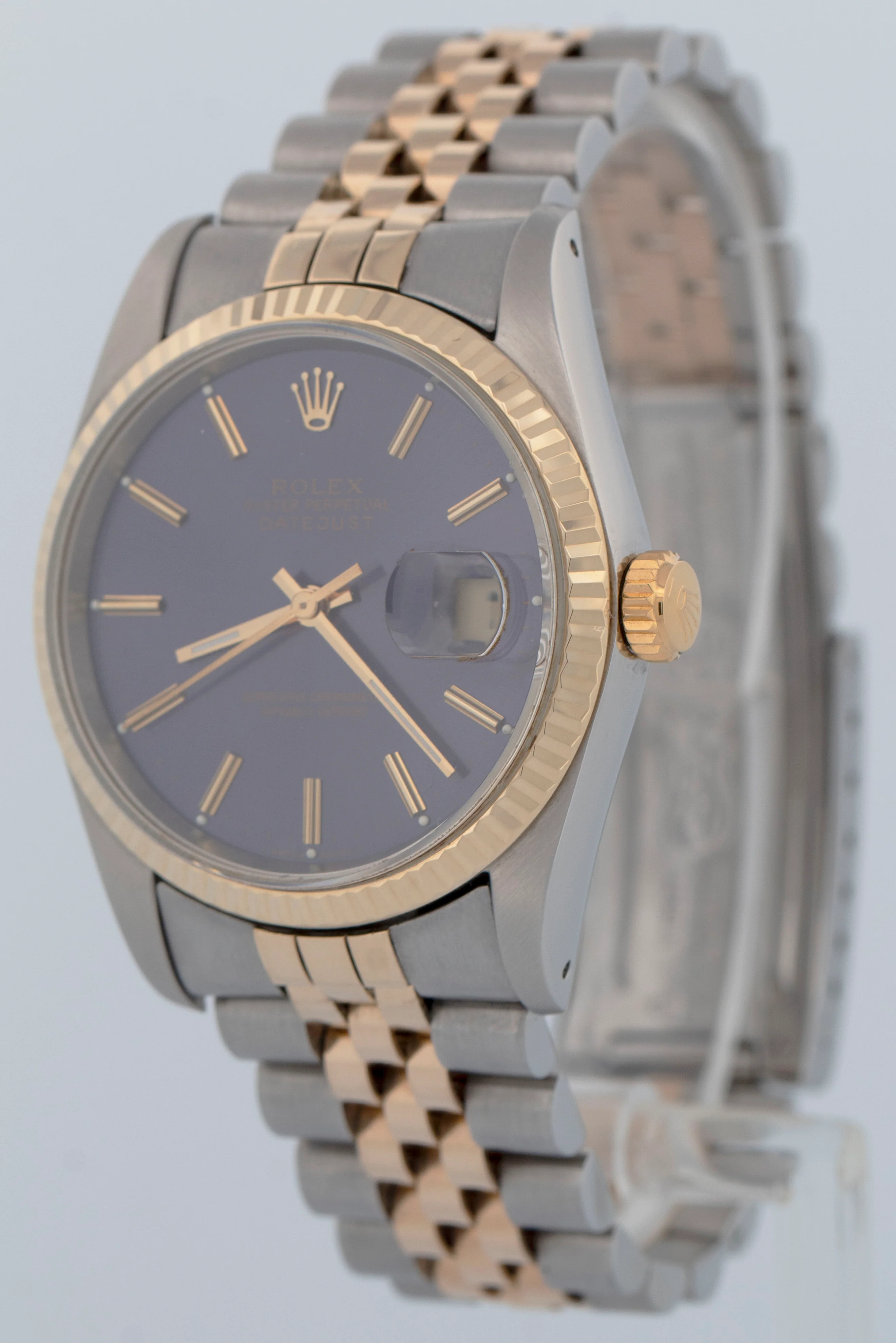 MINT Rolex DateJust 36mm BLUE Two-Tone 18K Yellow Gold Steel JUBILEE Watch 16233 - Image 3