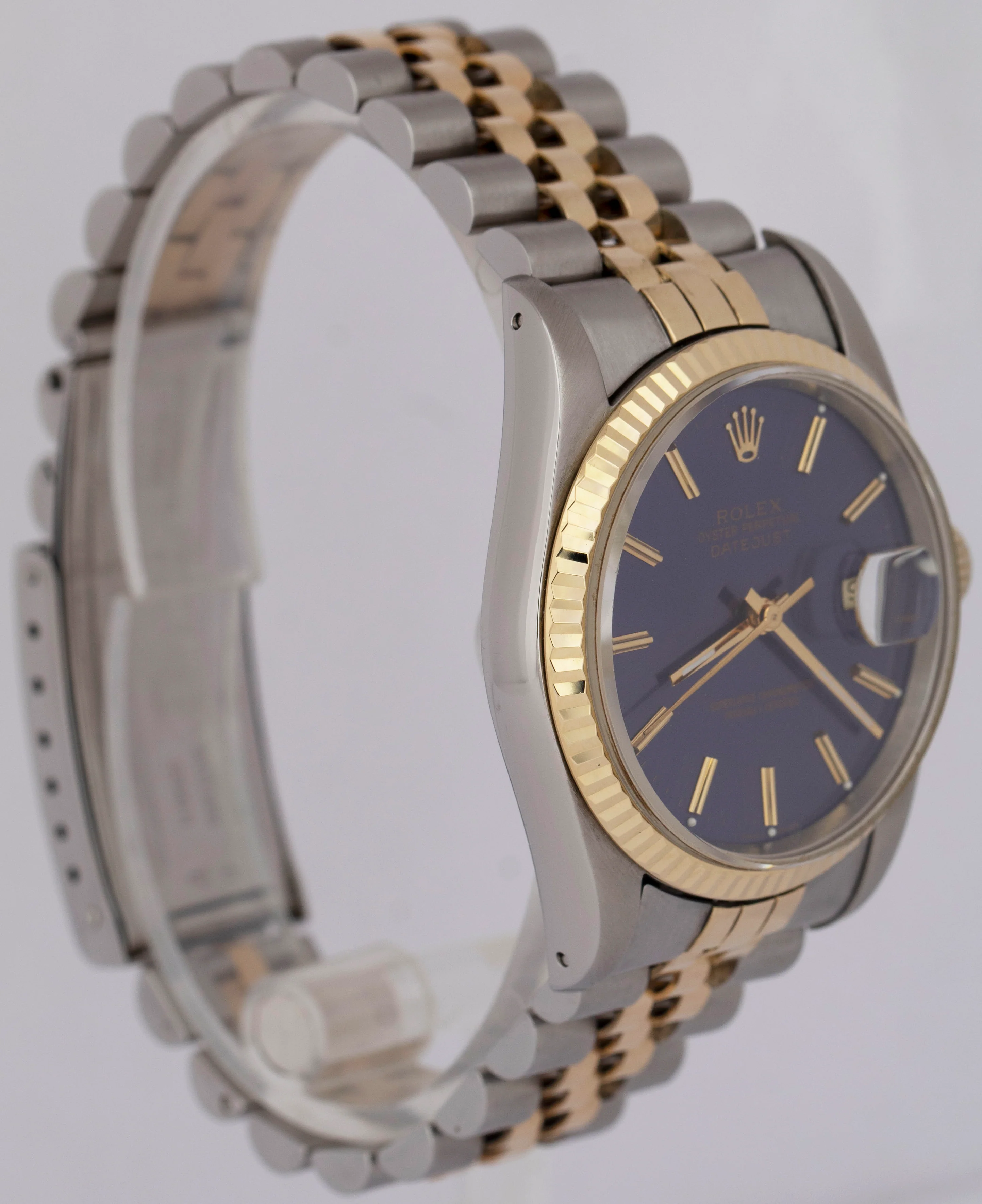 MINT Rolex DateJust 36mm BLUE Two-Tone 18K Yellow Gold Steel JUBILEE Watch 16233 - Image 4