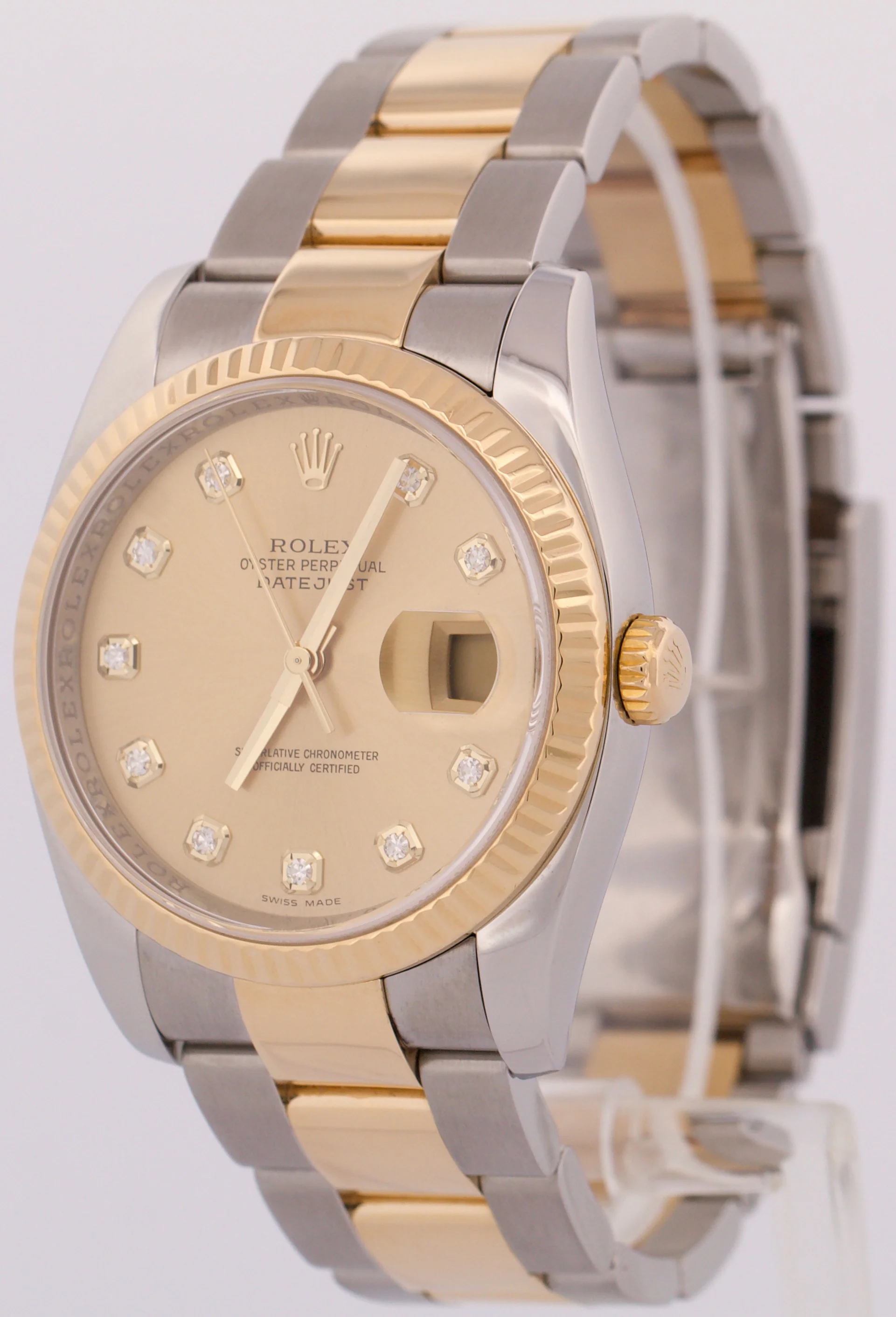 MINT Rolex DateJust 36mm CHAMPAGNE DIAMOND 18K Gold Fluted OYSTER 116233 Watch - Image 3