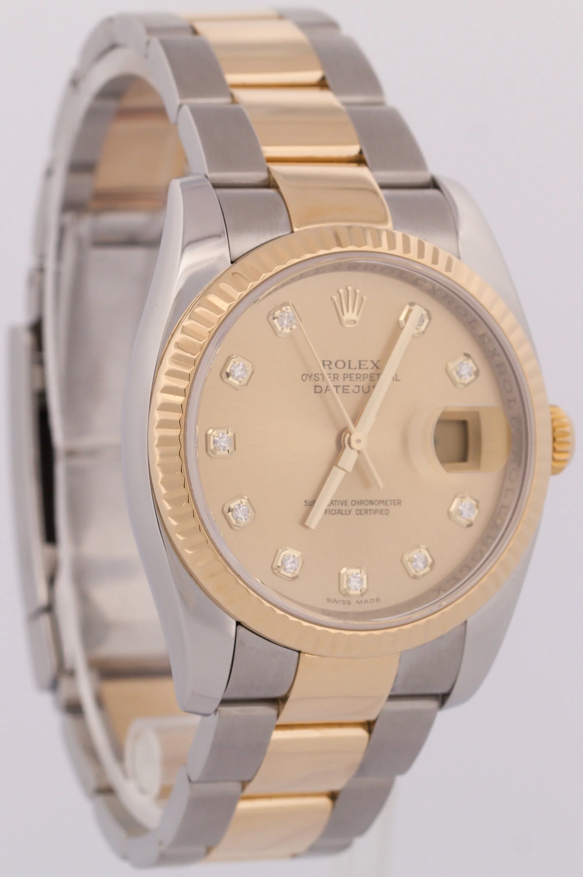 MINT Rolex DateJust 36mm CHAMPAGNE DIAMOND 18K Gold Fluted OYSTER 116233 Watch - Image 4