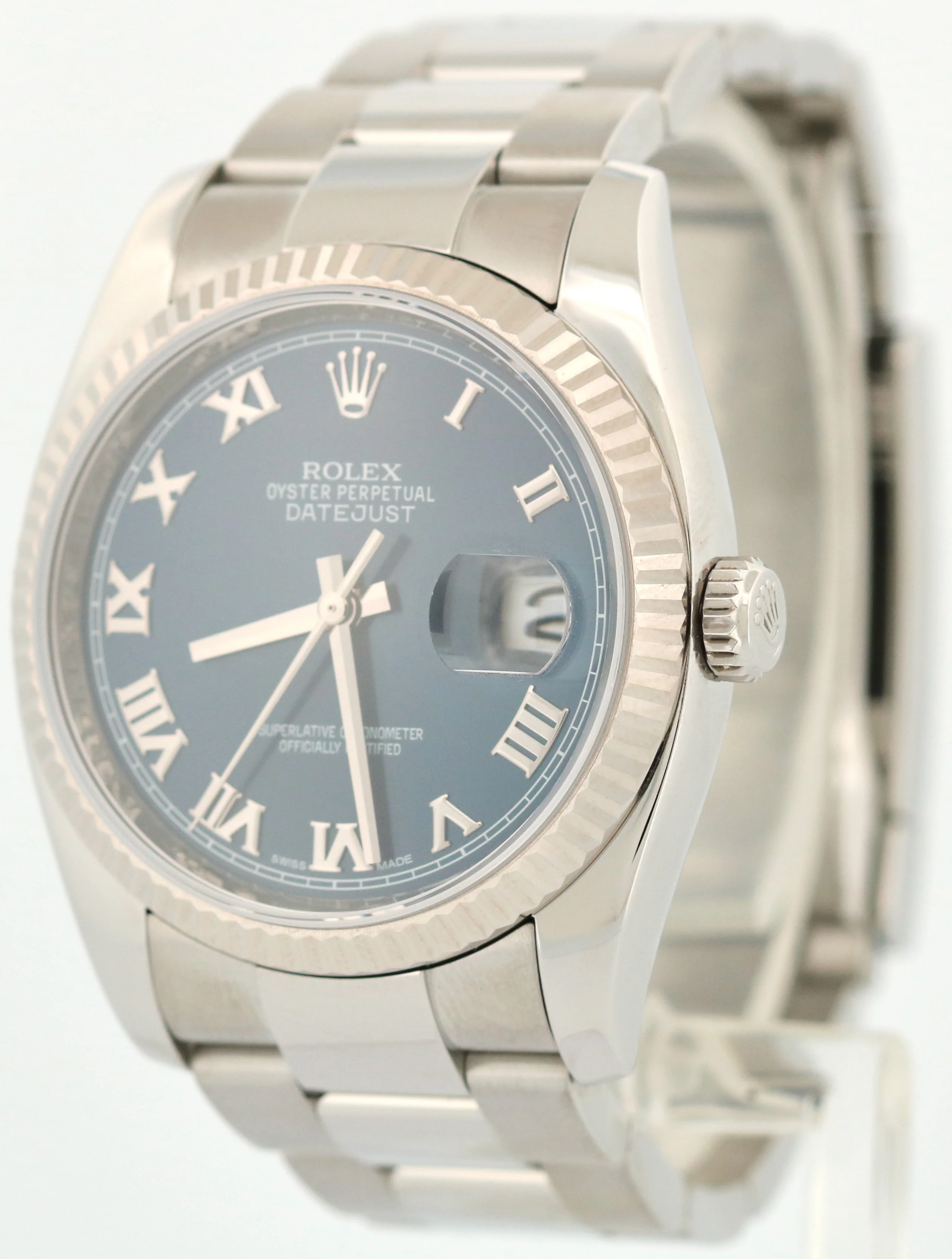 Rolex DateJust BLUE ROMAN Stainless Steel OYSTER 18K Gold Fluted 36mm 116200 - Image 3