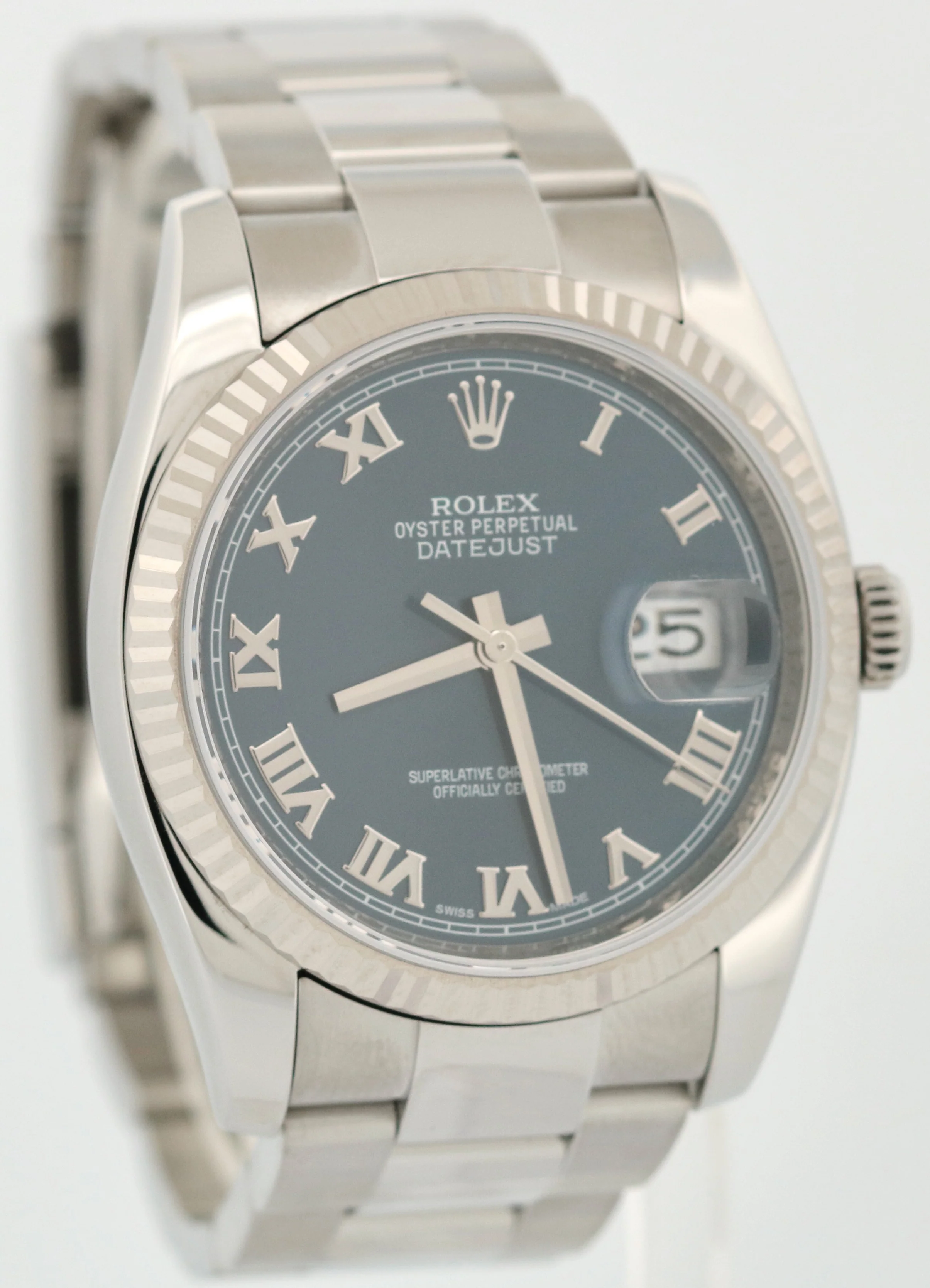 Rolex DateJust BLUE ROMAN Stainless Steel OYSTER 18K Gold Fluted 36mm 116200 - Image 4