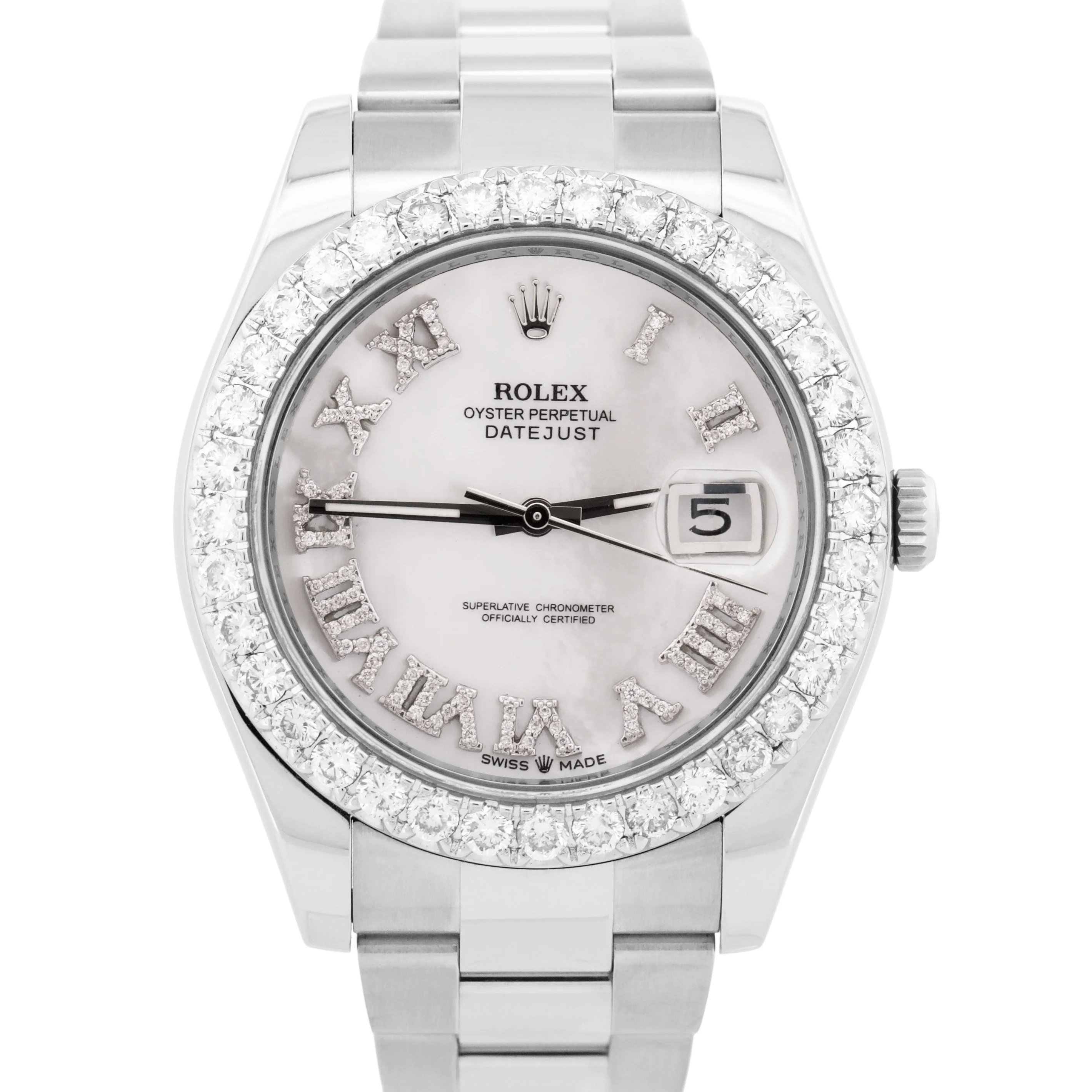 MINT Rolex DateJust II 41mm MOP DIAMOND ROMAN Stainless Steel Oyster 116300