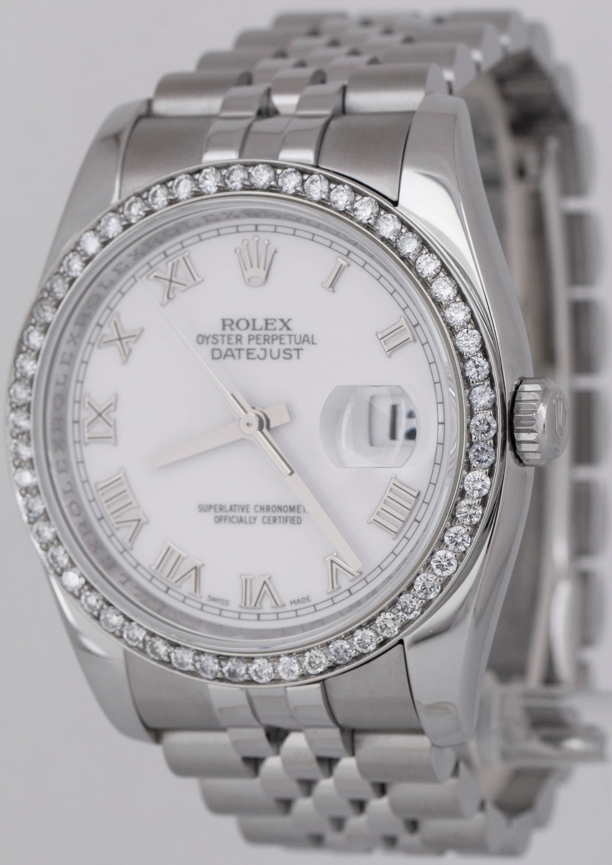 PAPERS Rolex DateJust White Roman 36mm DIAMOND Stainless Steel 116234 Watch BOX - Image 3