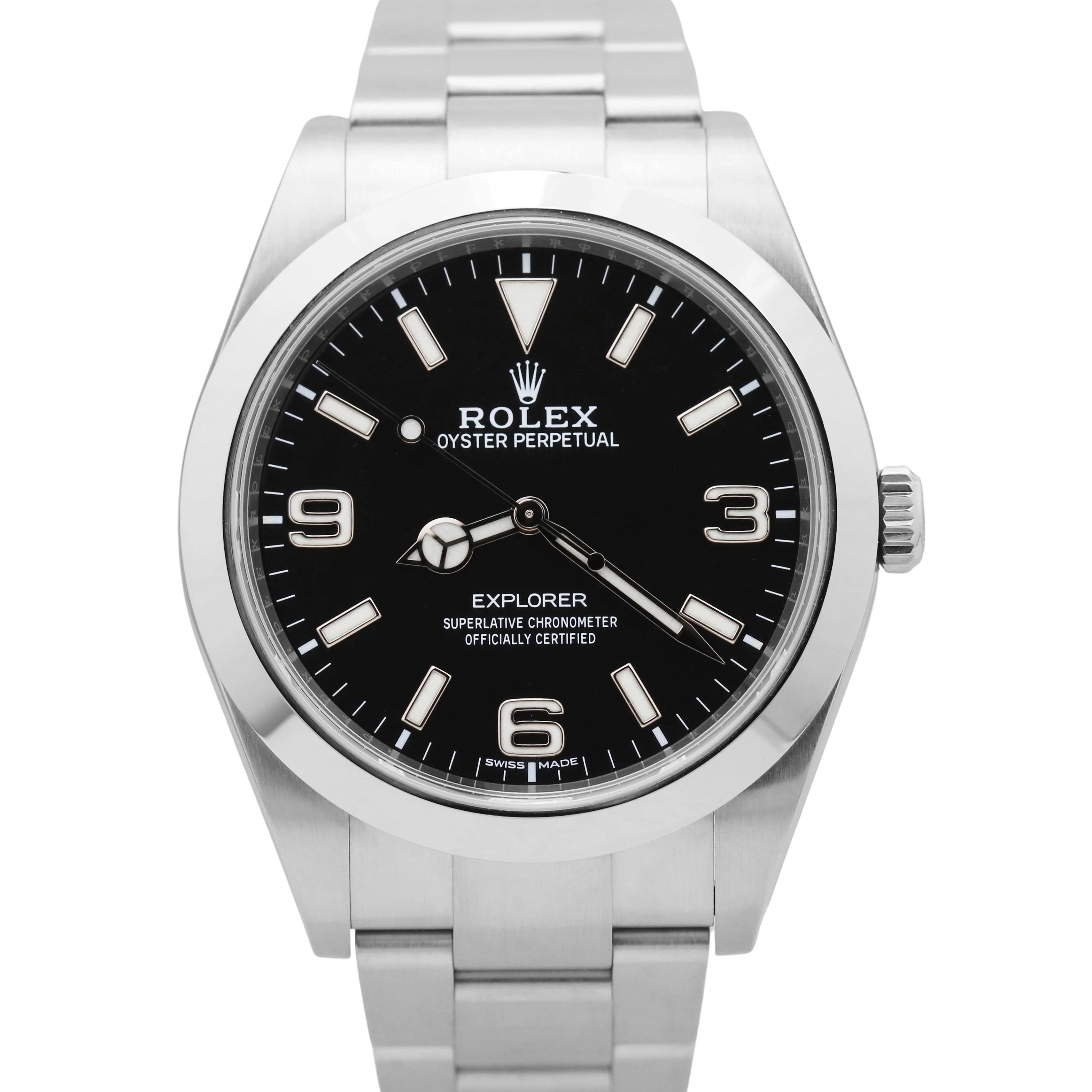 MINT Rolex Explorer I Black 39mm FULL LUME Stainless Steel MK2 Watch 214270