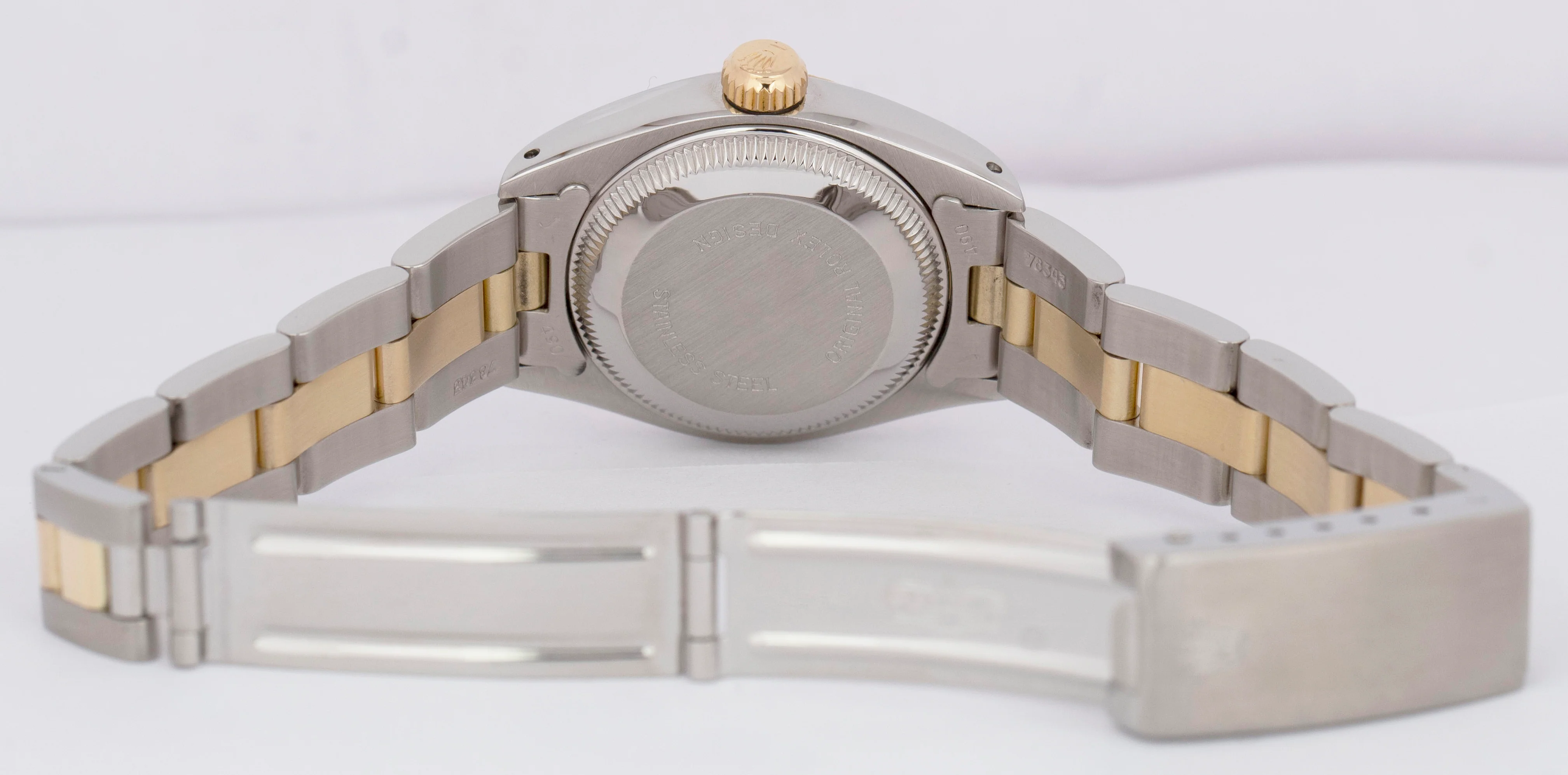 MINT Rolex Oyster Perpetual Date 26mm BLUE Two-Tone 18K Gold Fluted 6917 Watch - Image 8