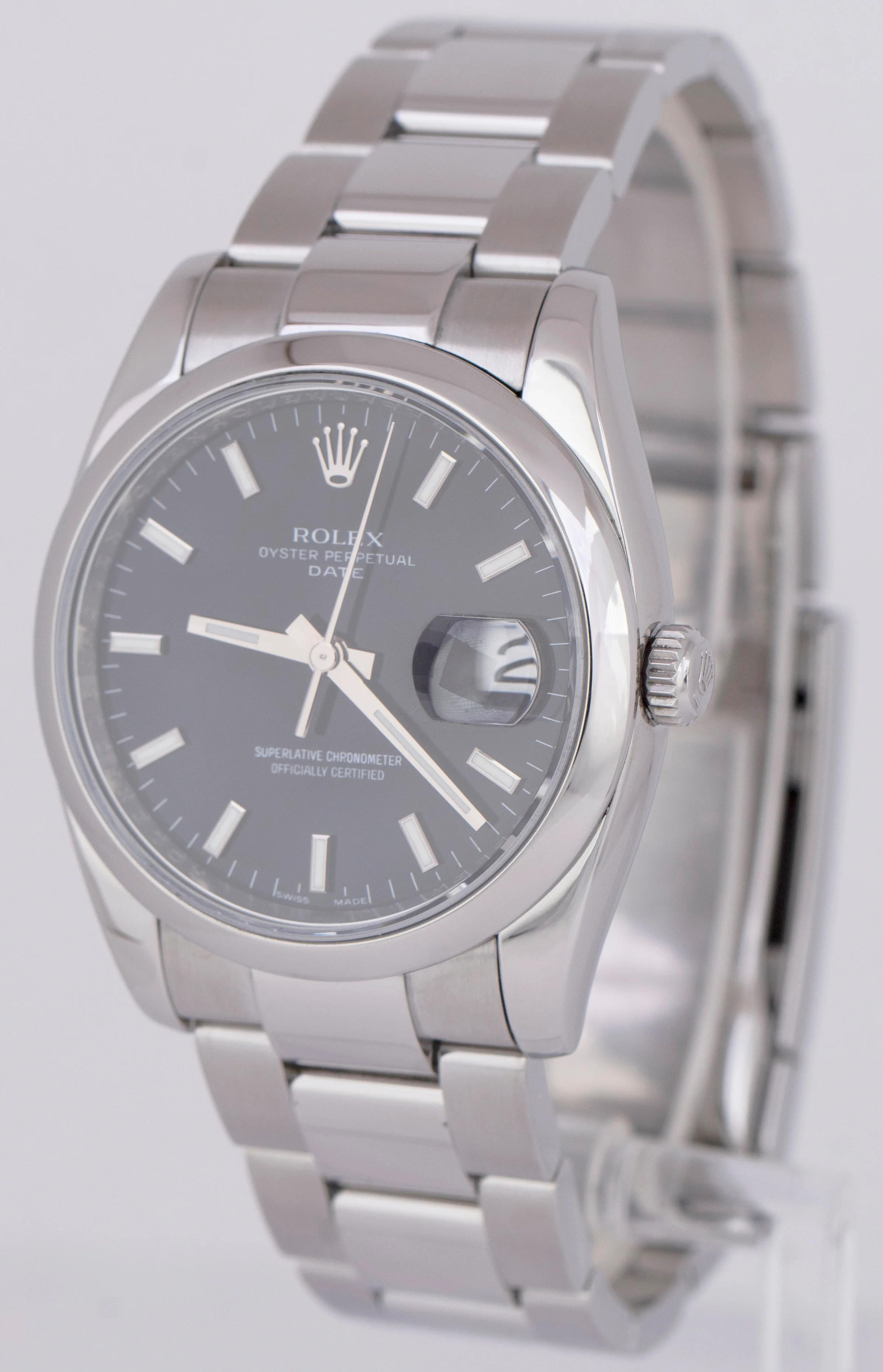 MINT Rolex Oyster Perpetual Date 34mm Black Dial Stainless Steel 115200 Watch - Image 3