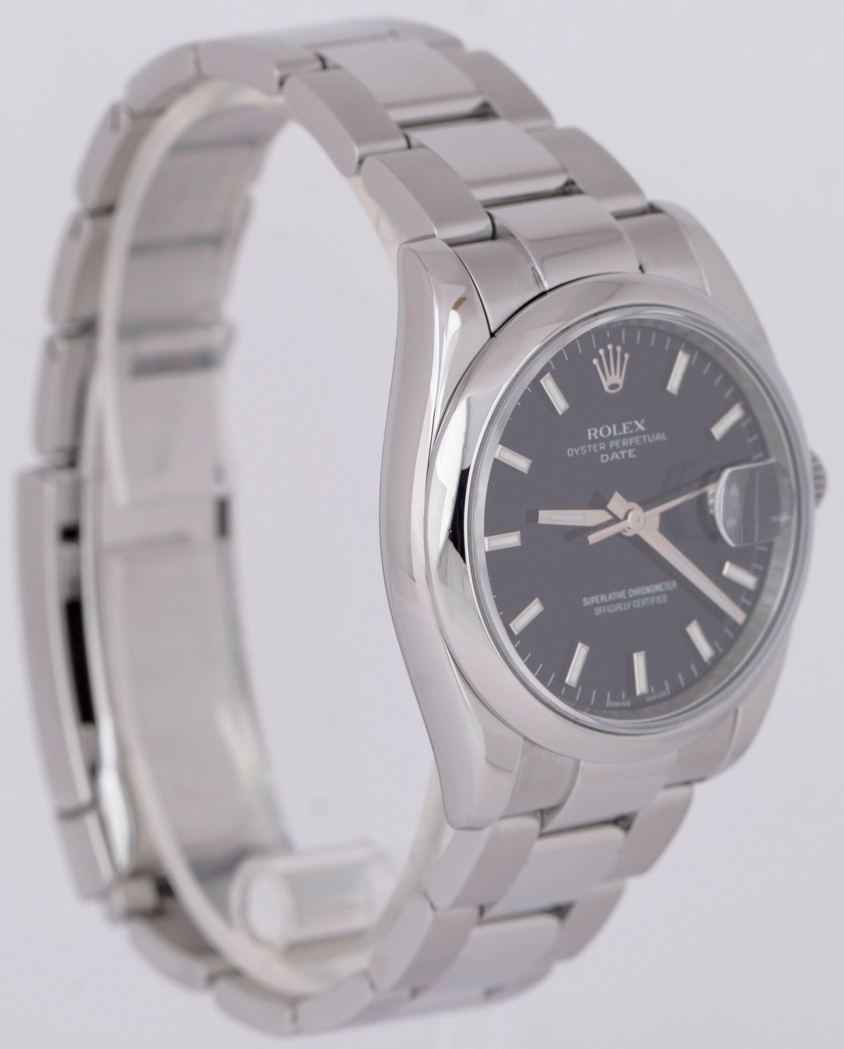MINT Rolex Oyster Perpetual Date 34mm Black Dial Stainless Steel 115200 Watch - Image 4