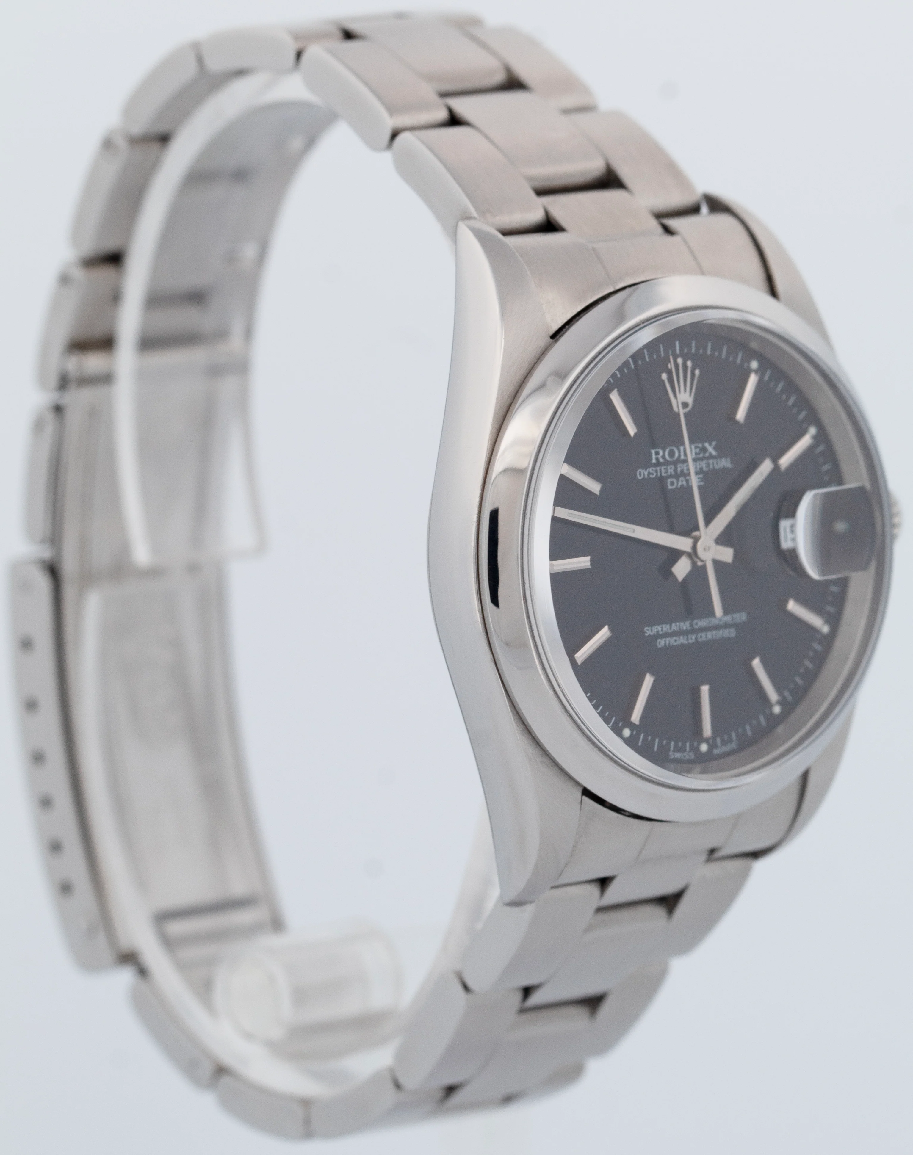 MINT Rolex Oyster Perpetual Date 34mm Black Dial Stainless Steel Watch 15200 - Image 3