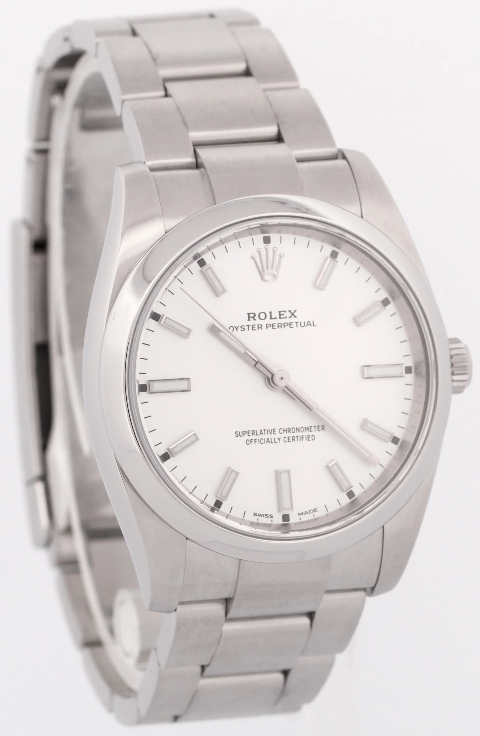 MINT Rolex Oyster Perpetual WHITE Stainless Steel Automatic Oyster 34mm 114200 - Image 4