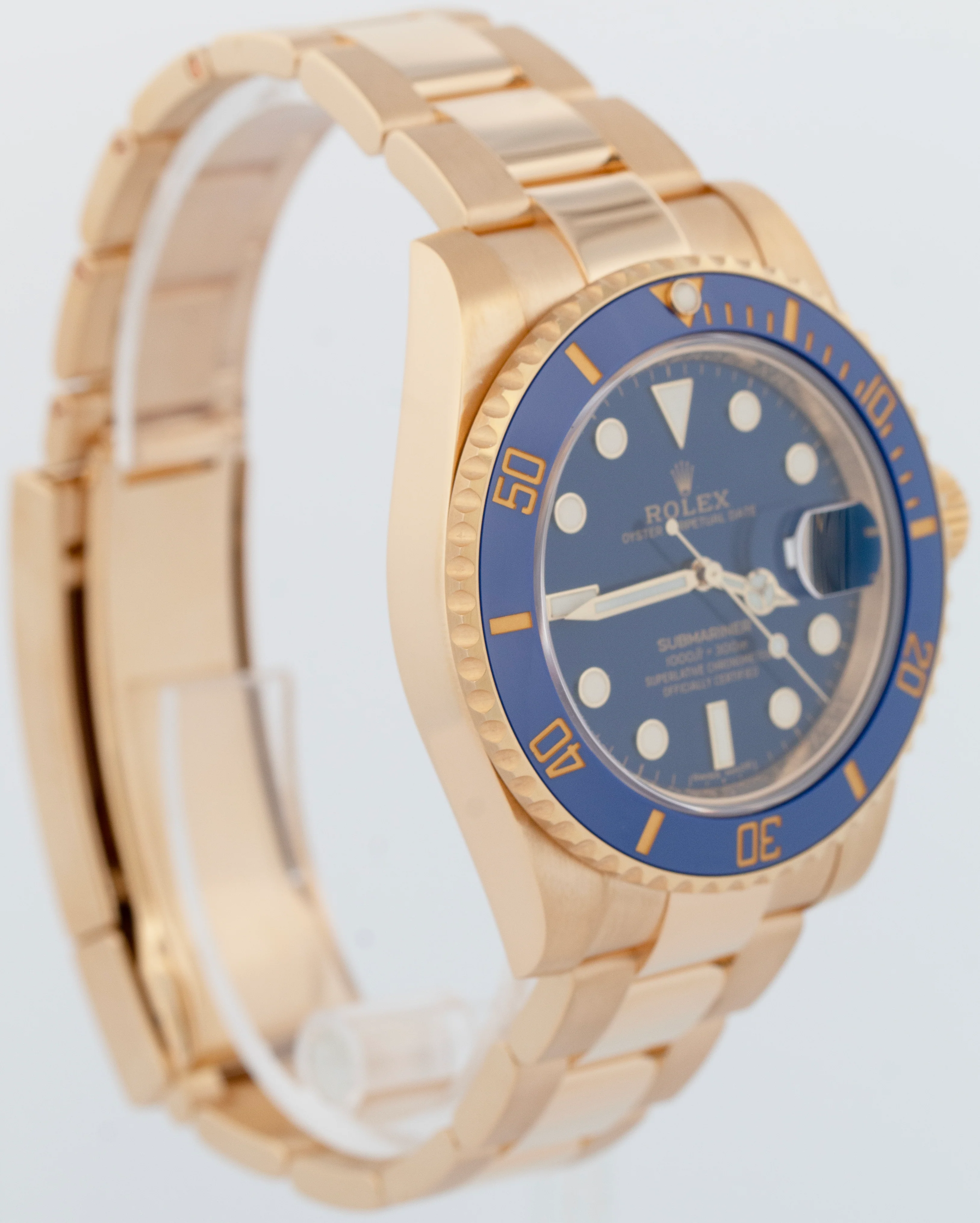 MINT Rolex Submariner Date 40mm Ceramic 18K Yellow Gold Blue Watch 116618 LB - Image 4