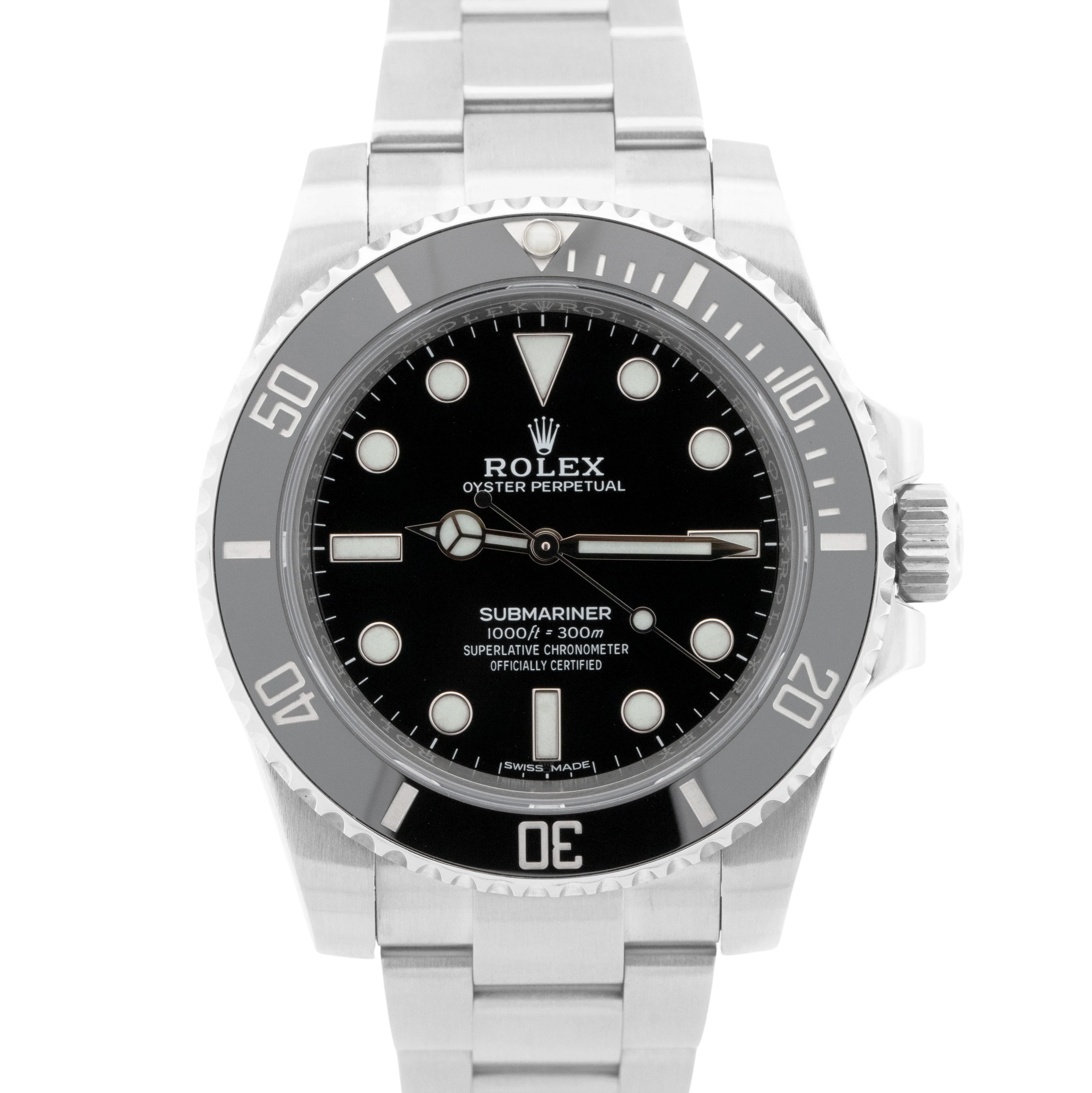 MINT Rolex Submariner No-Date Black Ceramic 40mm Stainless Steel Watch 114060 LN