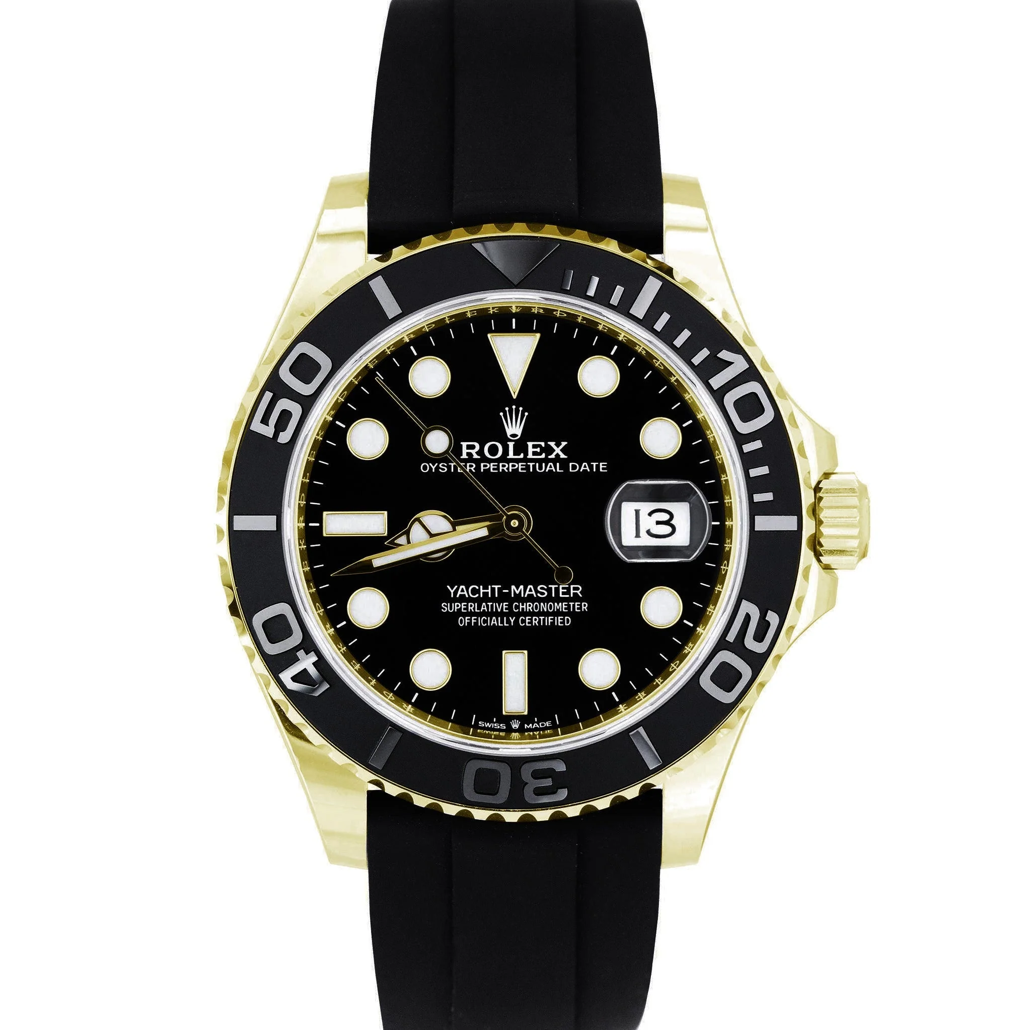 MINT Rolex Yacht-Master 18K Yellow Gold Black Oysterflex 42mm Watch 226658 BOX