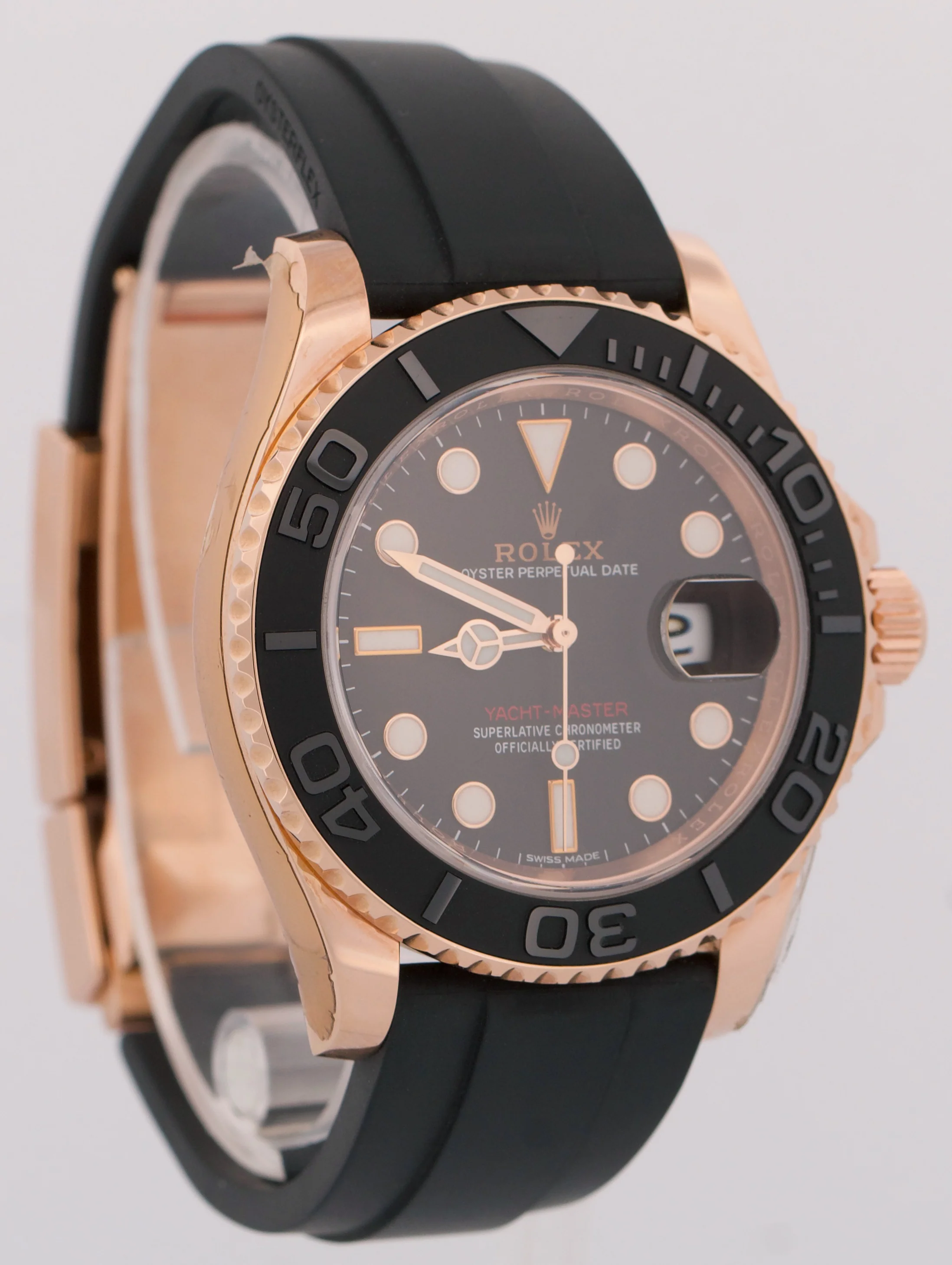 MINT Rolex Yacht-Master BLACK 18K Rose Gold Oysterflex Rubber 40mm 116655 Watch - Image 4