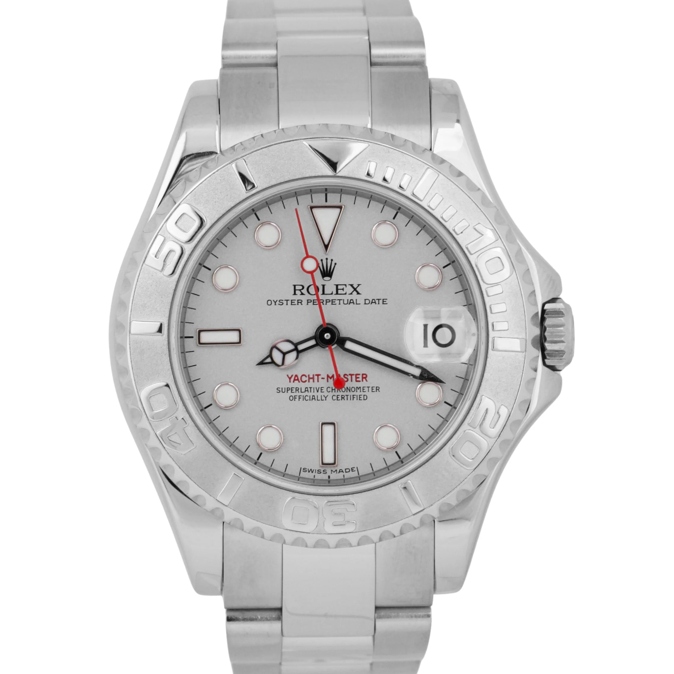 MINT Rolex Yacht-Master Mid-Size PLATINUM Stainless Steel 35mm 168622 Date Watch