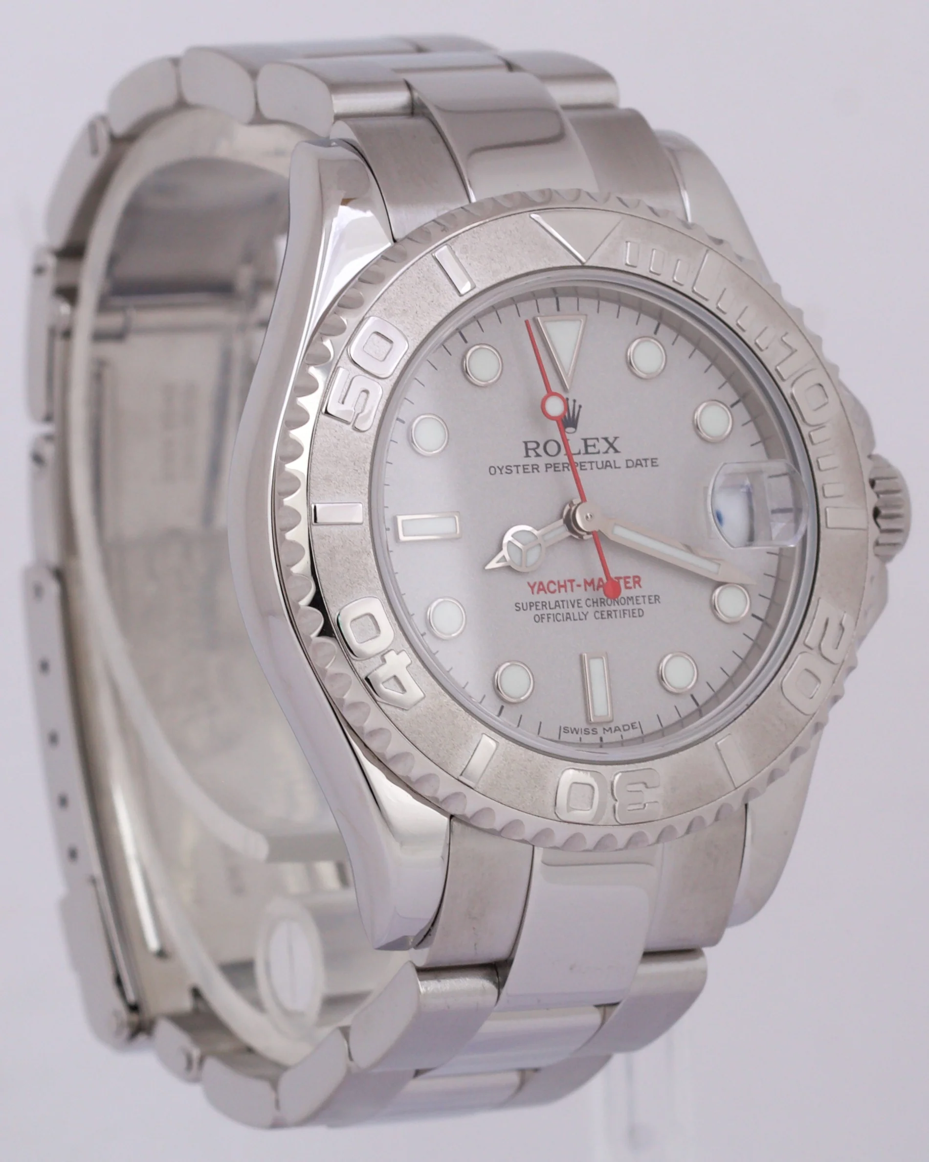 MINT Rolex Yacht-Master Mid-Size PLATINUM Stainless Steel 35mm 168622 Date Watch - Image 4
